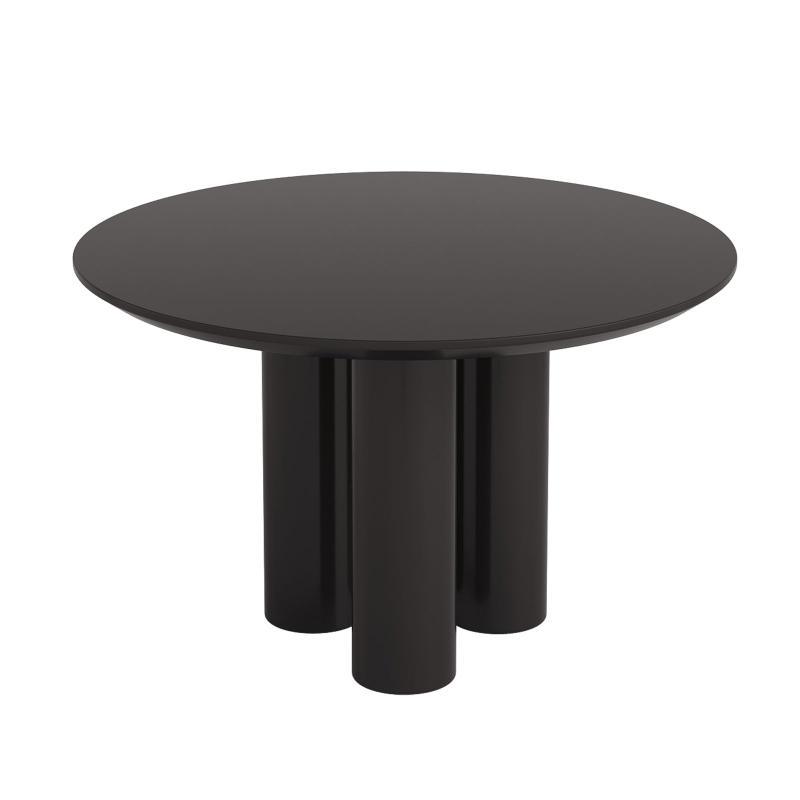 Guyii 30"-46" Black Round Dining Table, Modern White Kitchen Table for 4-6 People