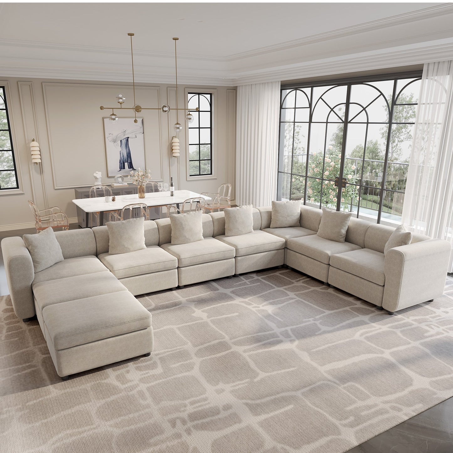 Guyii 4-9 Piece Velvet Sectional Sofa Couch, Convertible Sofa with Cushions