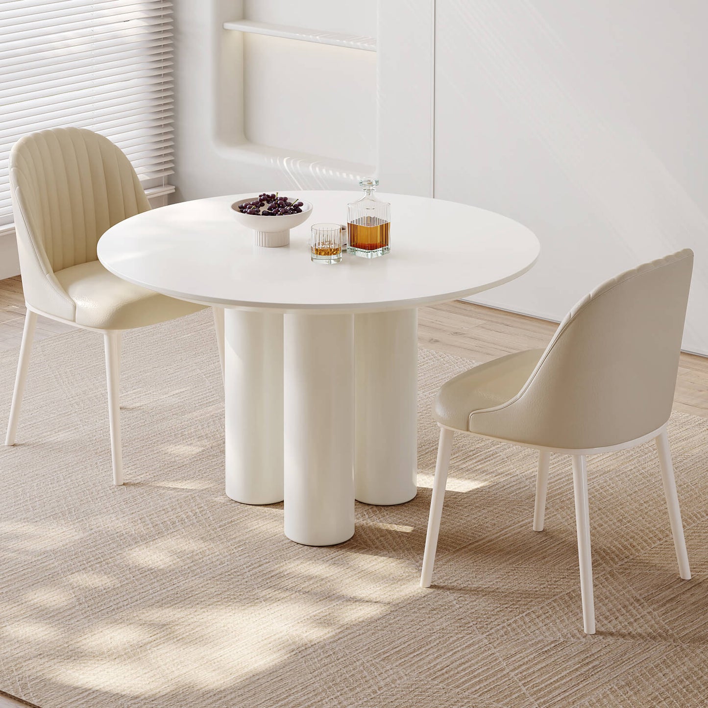 Guyii 46.06" Cream White Dining Table Set with 2 Chairs, Modern Kitchen Dining Set