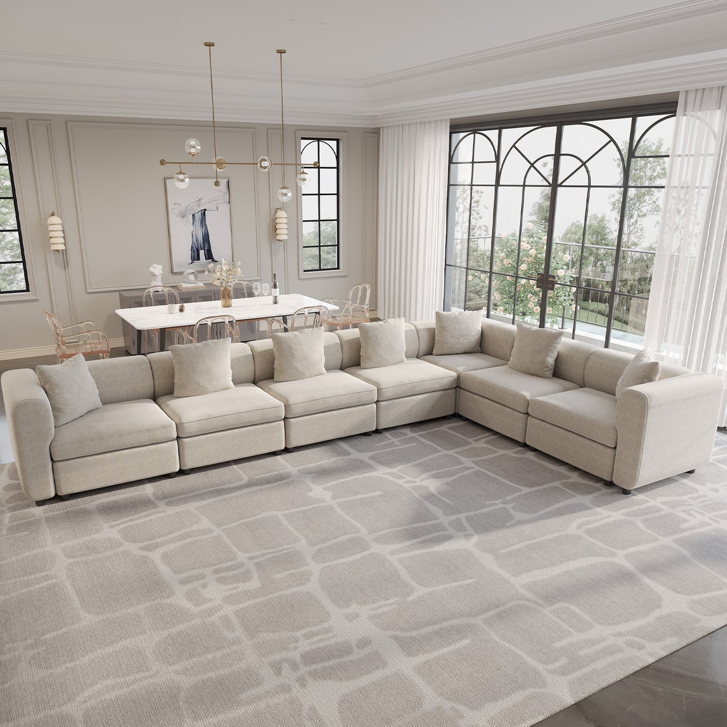 Guyii 4-9 Piece Velvet Sectional Sofa Couch, Convertible Sofa with Cushions