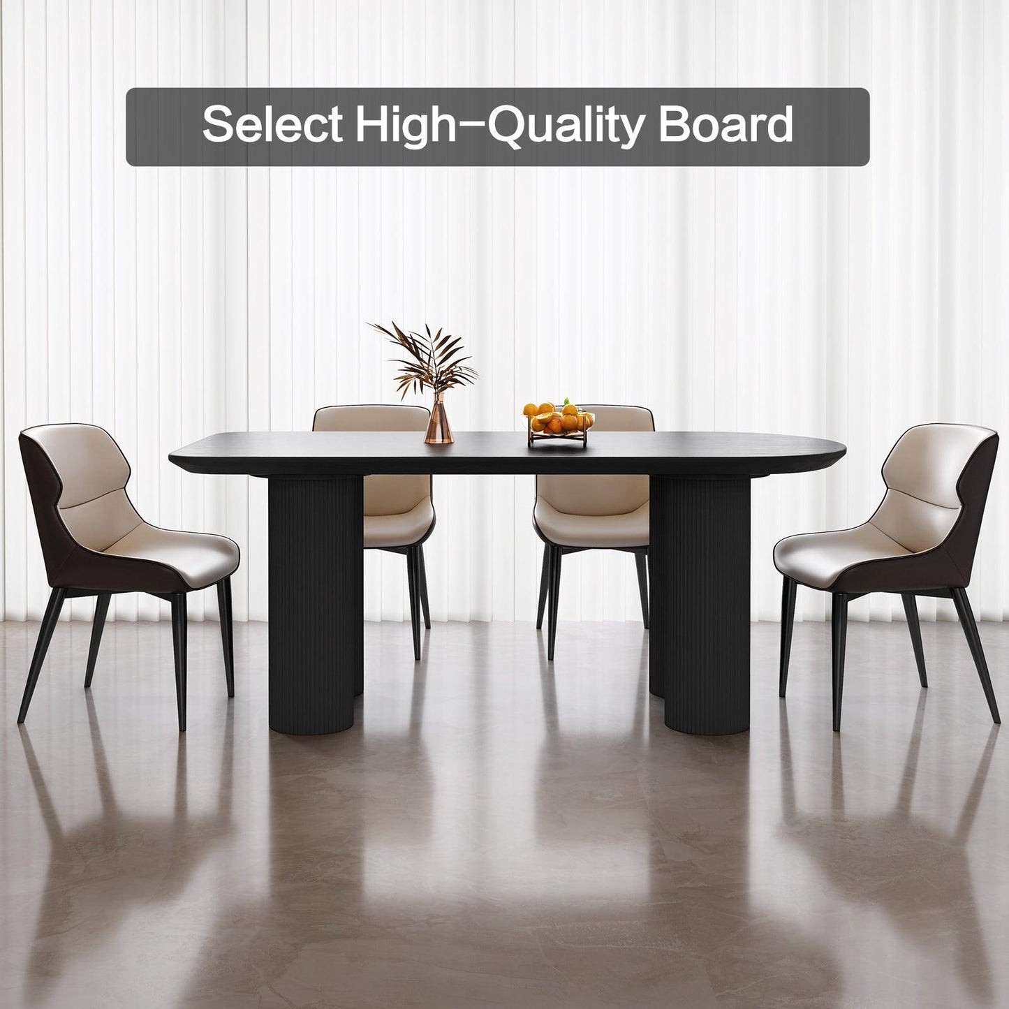 Guyii 55"-71" Black Dining Table, Modern Kitchen Table for Dining Room