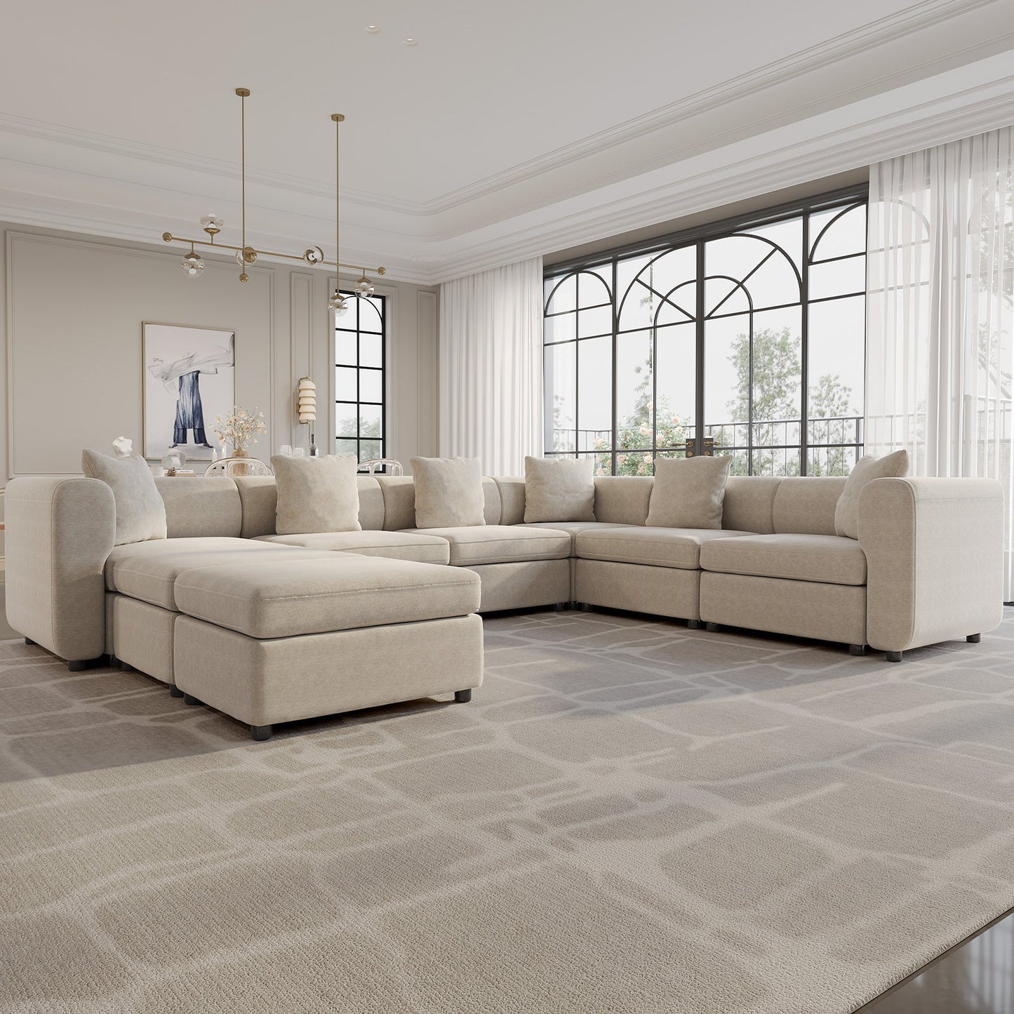Guyii 4-9 Piece Velvet Sectional Sofa Couch, Convertible Sofa with Cushions