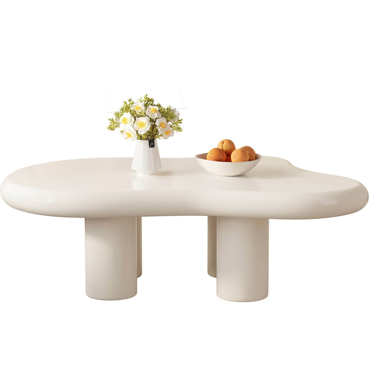 Guyii 46.06" Cream White Cloud Coffee Table, Cute Modern Coffee Table with 4-Leg Design