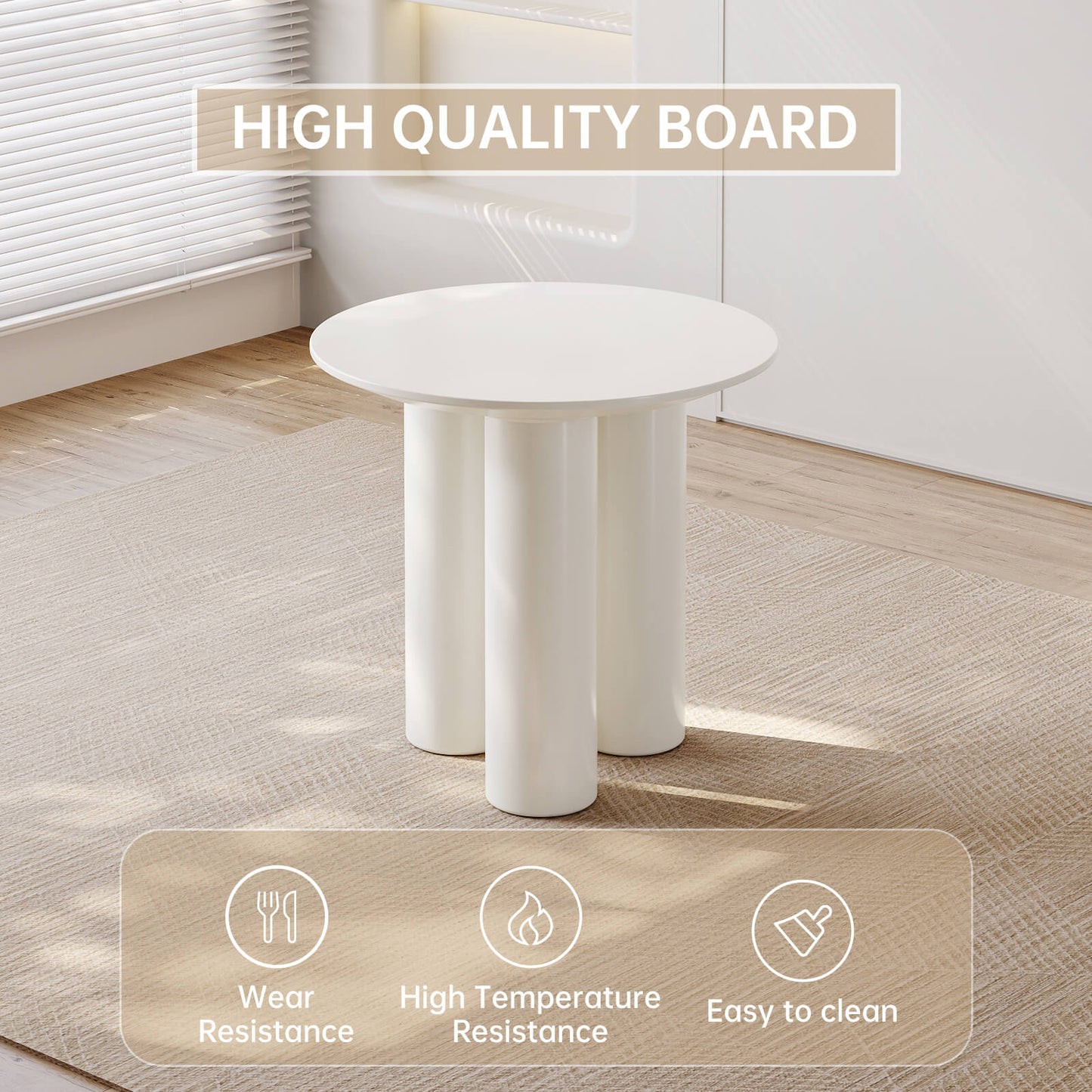 Guyii 30" Cream White Dining Table Set with 2 Chairs, Modern Kitchen Dining Set