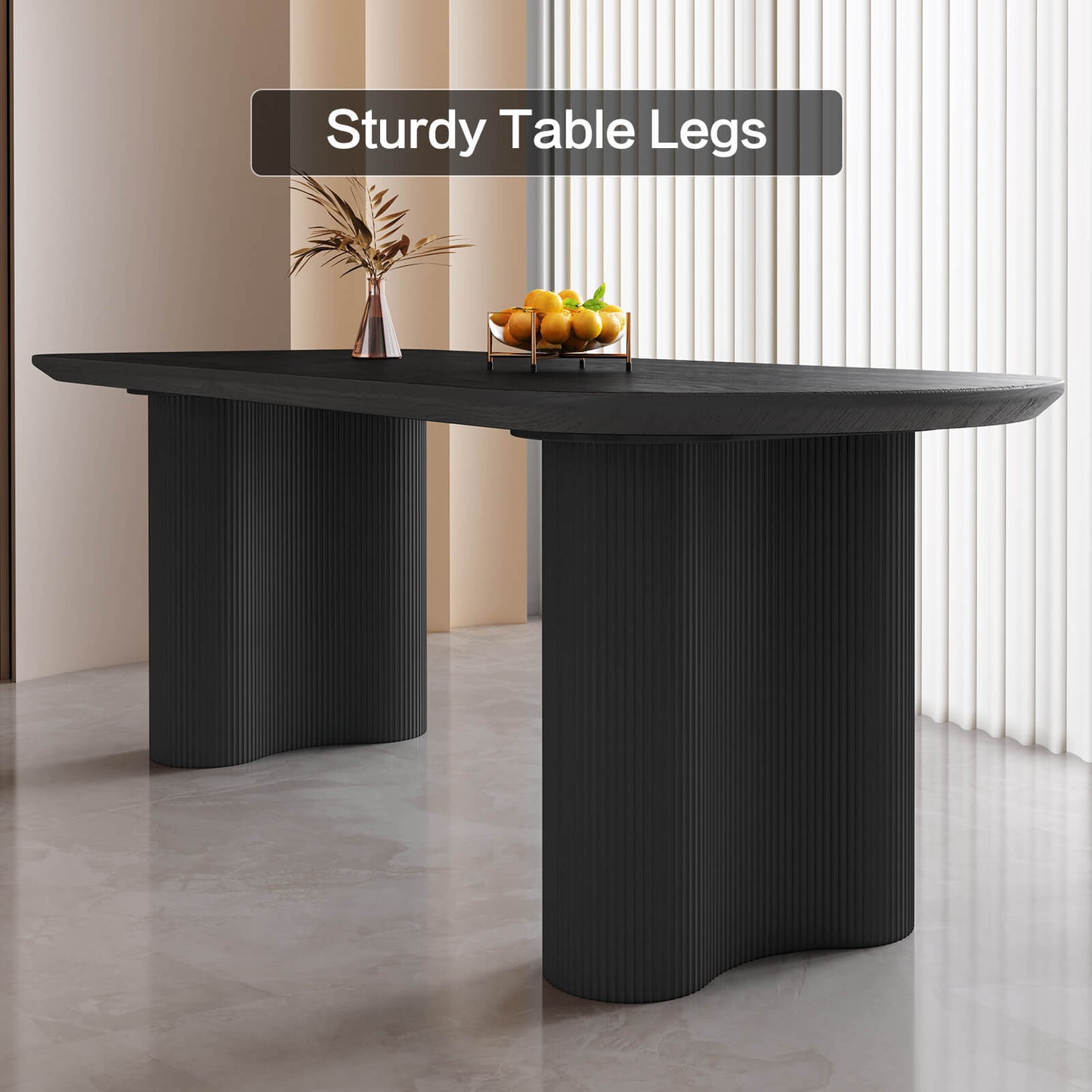 Guyii 70.86" Black Rectangular Dining Table Set with 4 Chairs, Modern Kitchen Table Set
