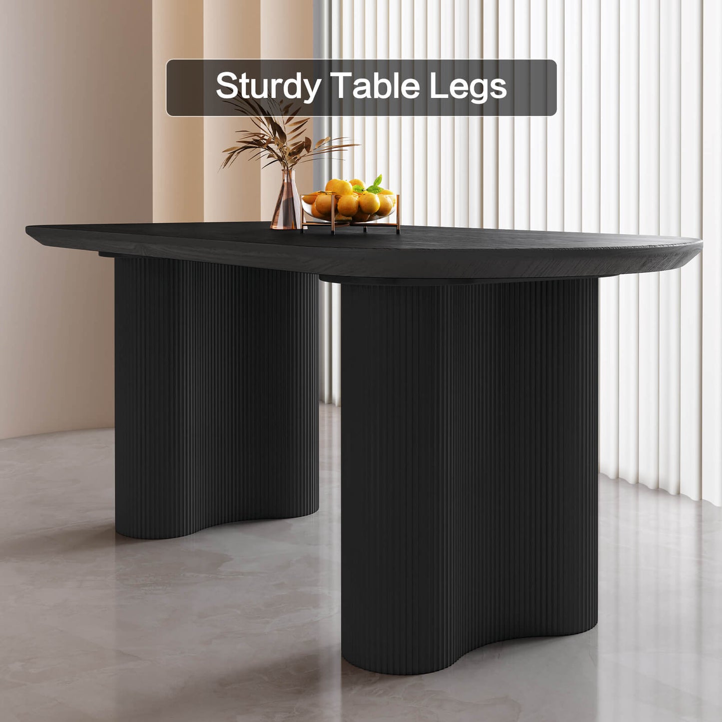 Guyii 62.99" Black Rectangular Dining Table Set with 4 Chairs, Modern Kitchen Table Set