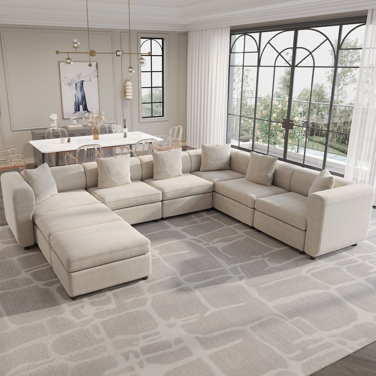 Guyii 4-9 Piece Velvet Sectional Sofa Couch, Convertible Sofa with Cushions
