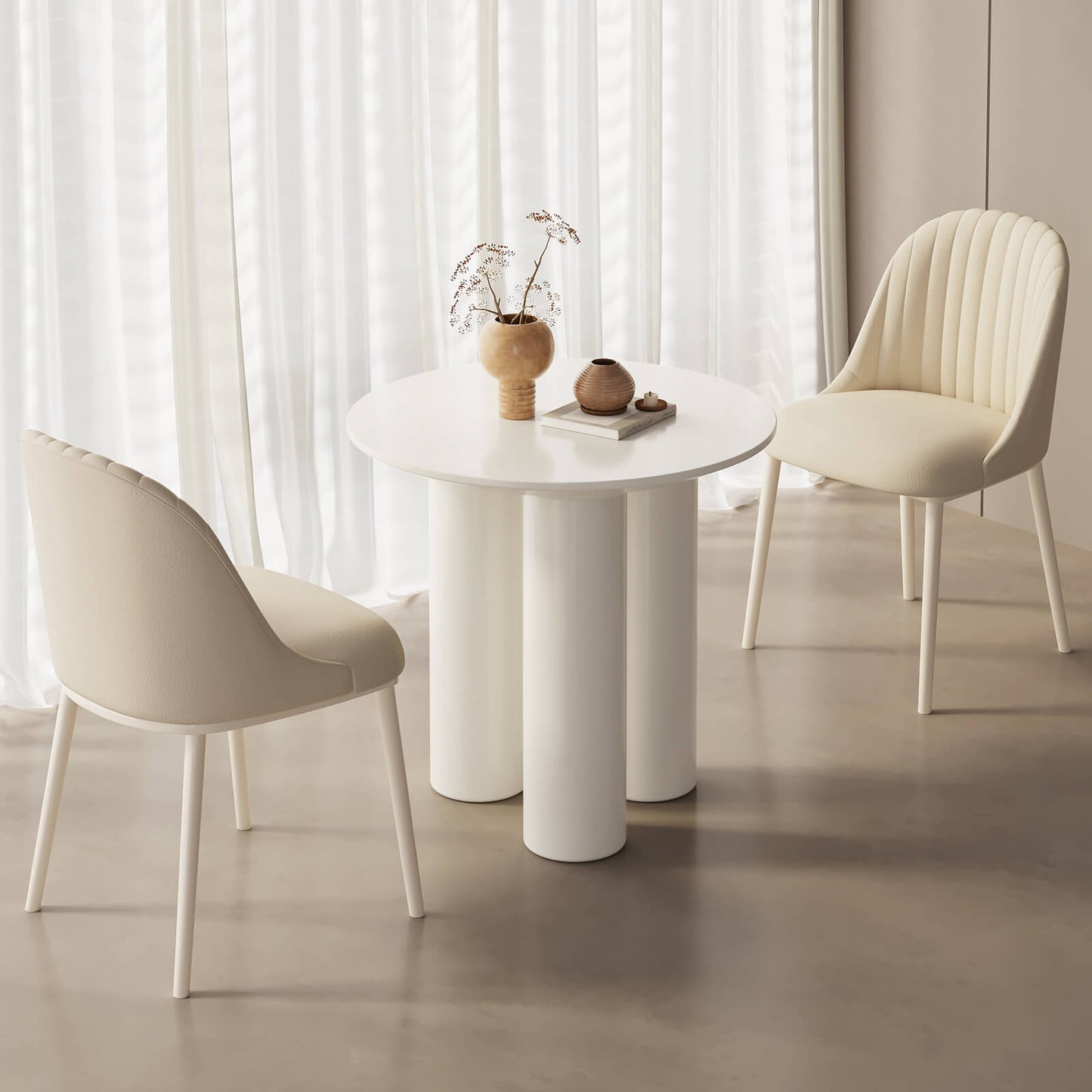 Guyii 30" Cream White Dining Table Set with 2 Chairs, Modern Kitchen Dining Set