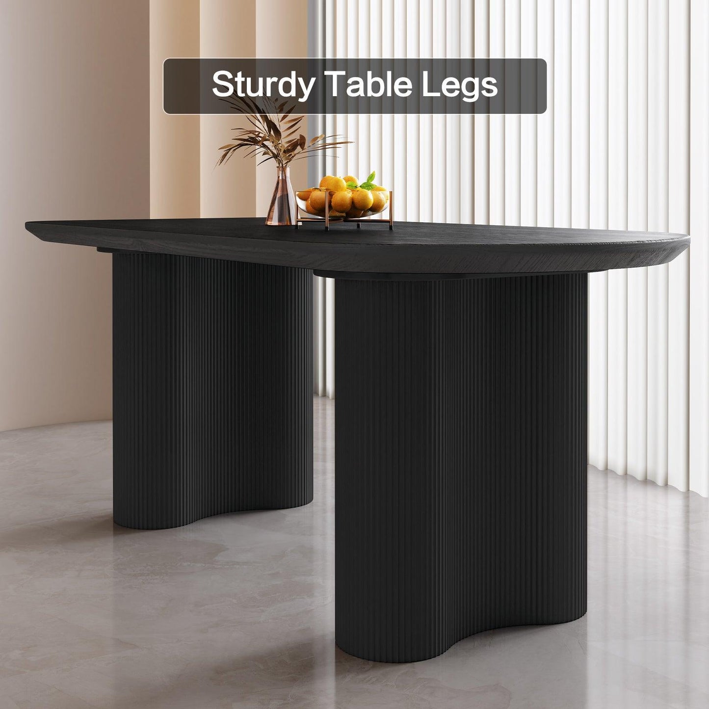 Guyii 55"-71" Black Dining Table, Modern Kitchen Table for Dining Room