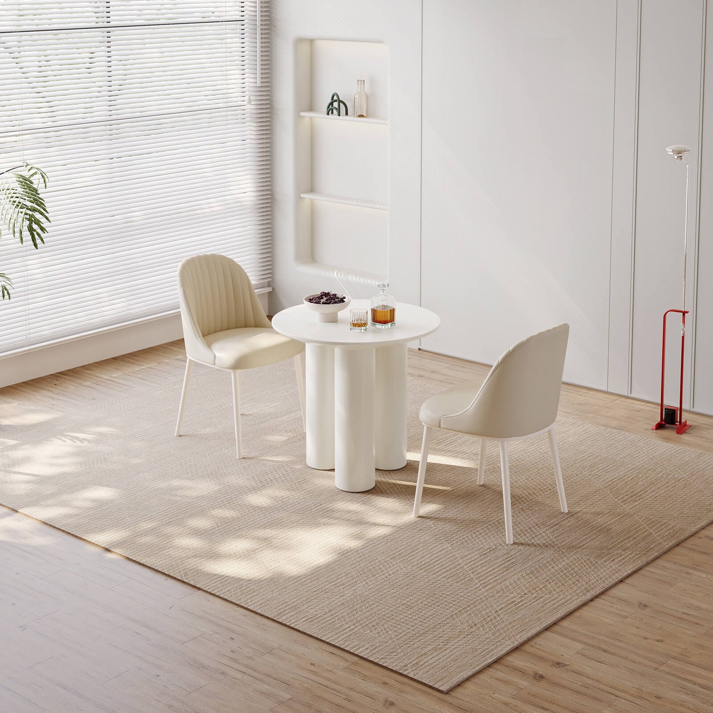 Guyii 30" Cream White Dining Table Set with 2 Chairs, Modern Kitchen Dining Set