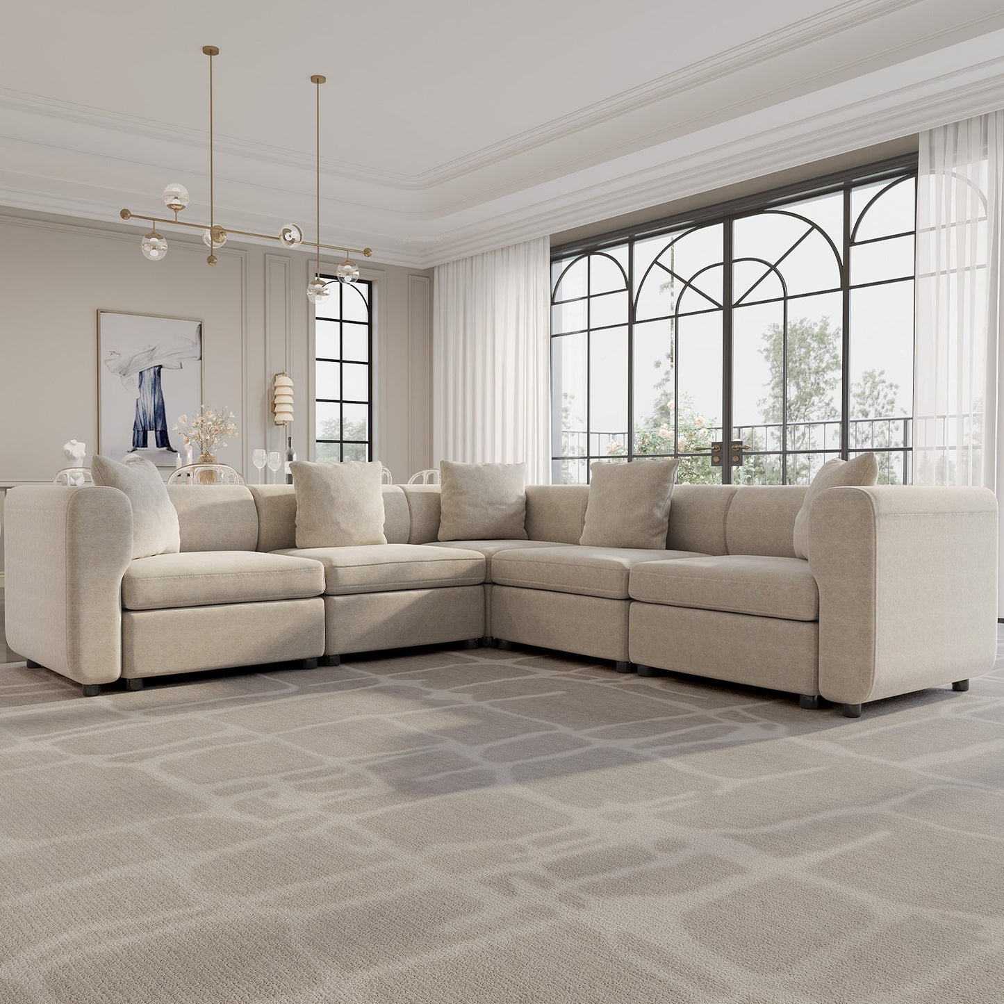 Guyii 4-9 Piece Velvet Sectional Sofa Couch, Convertible Sofa with Cushions