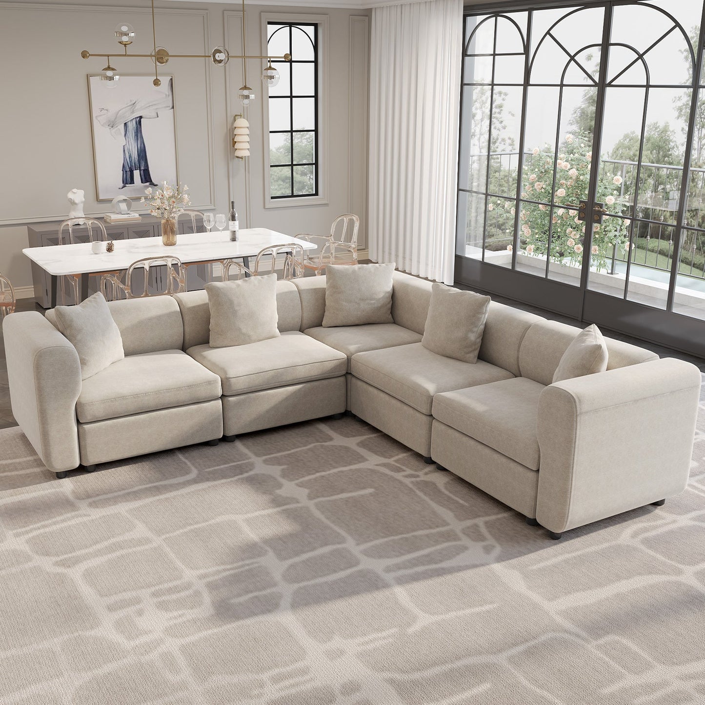 Guyii 4-9 Piece Velvet Sectional Sofa Couch, Convertible Sofa with Cushions