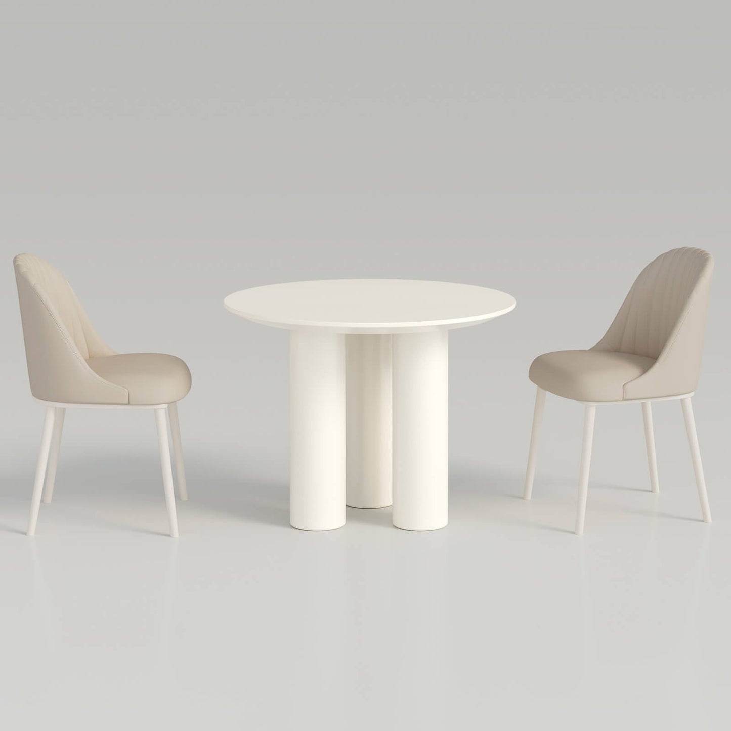 Guyii 39.37" Cream White Dining Table Set with 2 Chairs, Modern Kitchen Dining Set