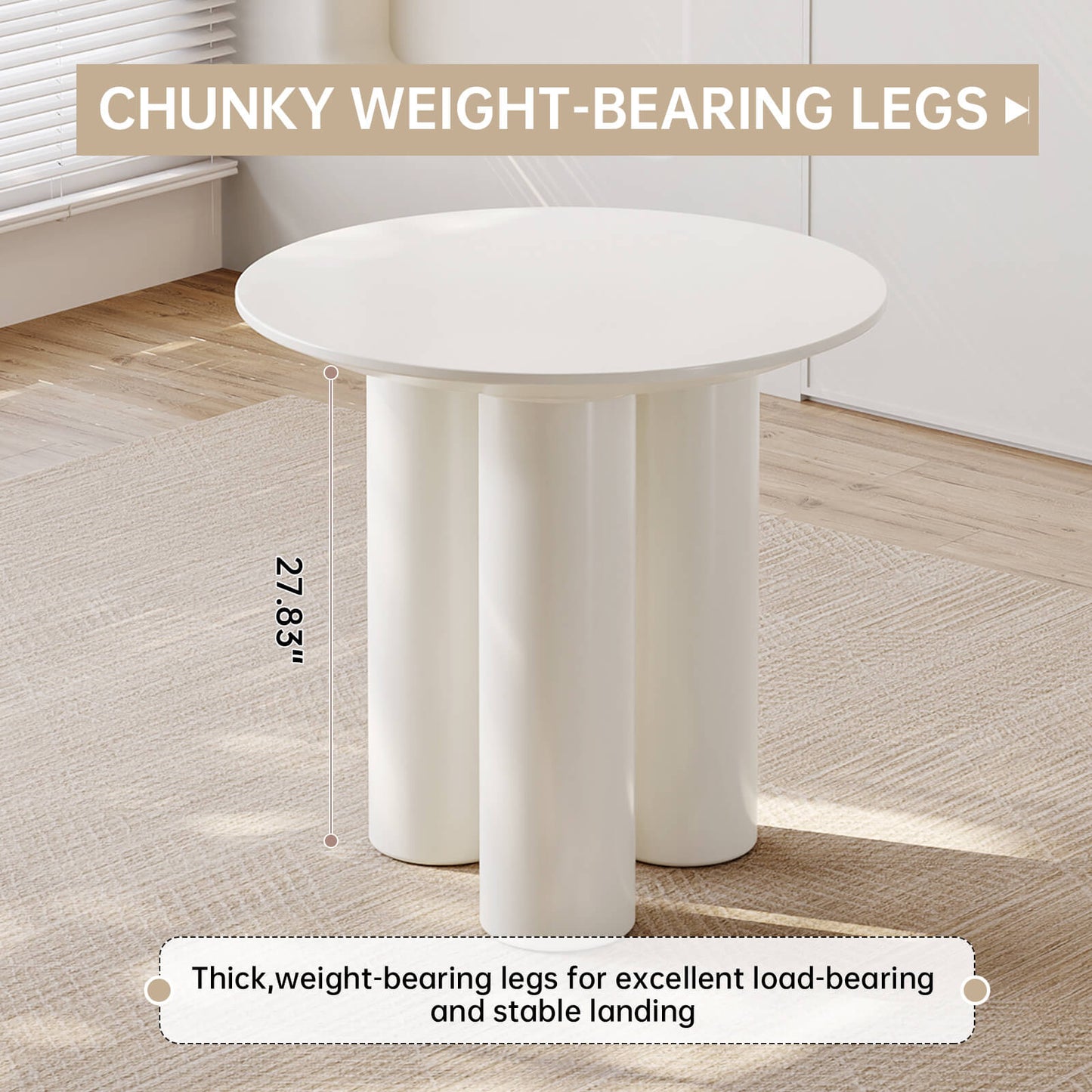 Guyii 30" Cream White Dining Table Set with 2 Chairs, Modern Kitchen Dining Set