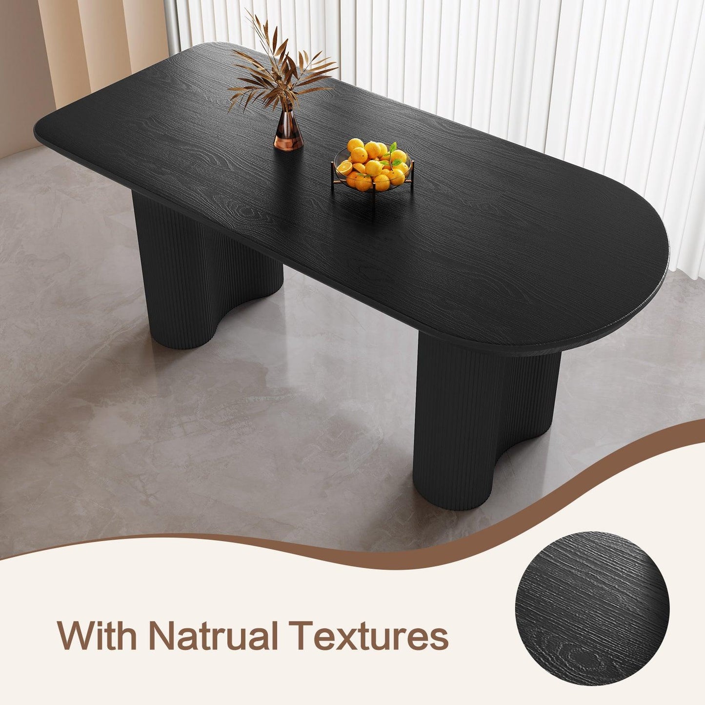 Guyii 55"-71" Black Dining Table, Modern Kitchen Table for Dining Room