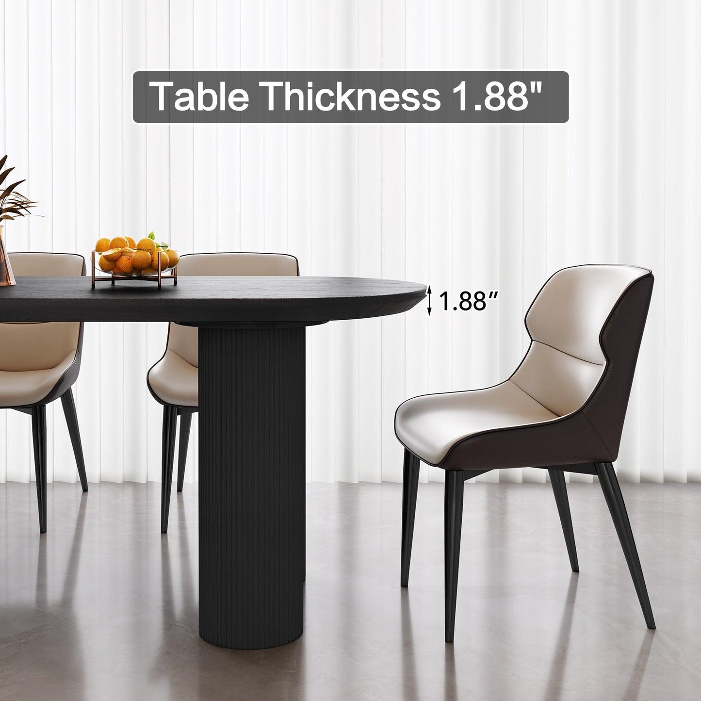 Guyii 55"-71" Black Dining Table, Modern Kitchen Table for Dining Room