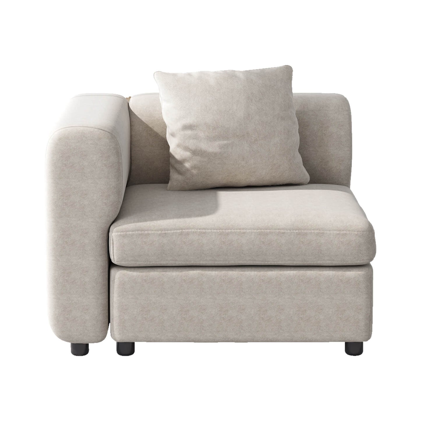 Guyii Beige Velvet Sectional Sofa, Modern Oversized 7-Seater Couch with 4 Pillows and 3 Storage Ottomans