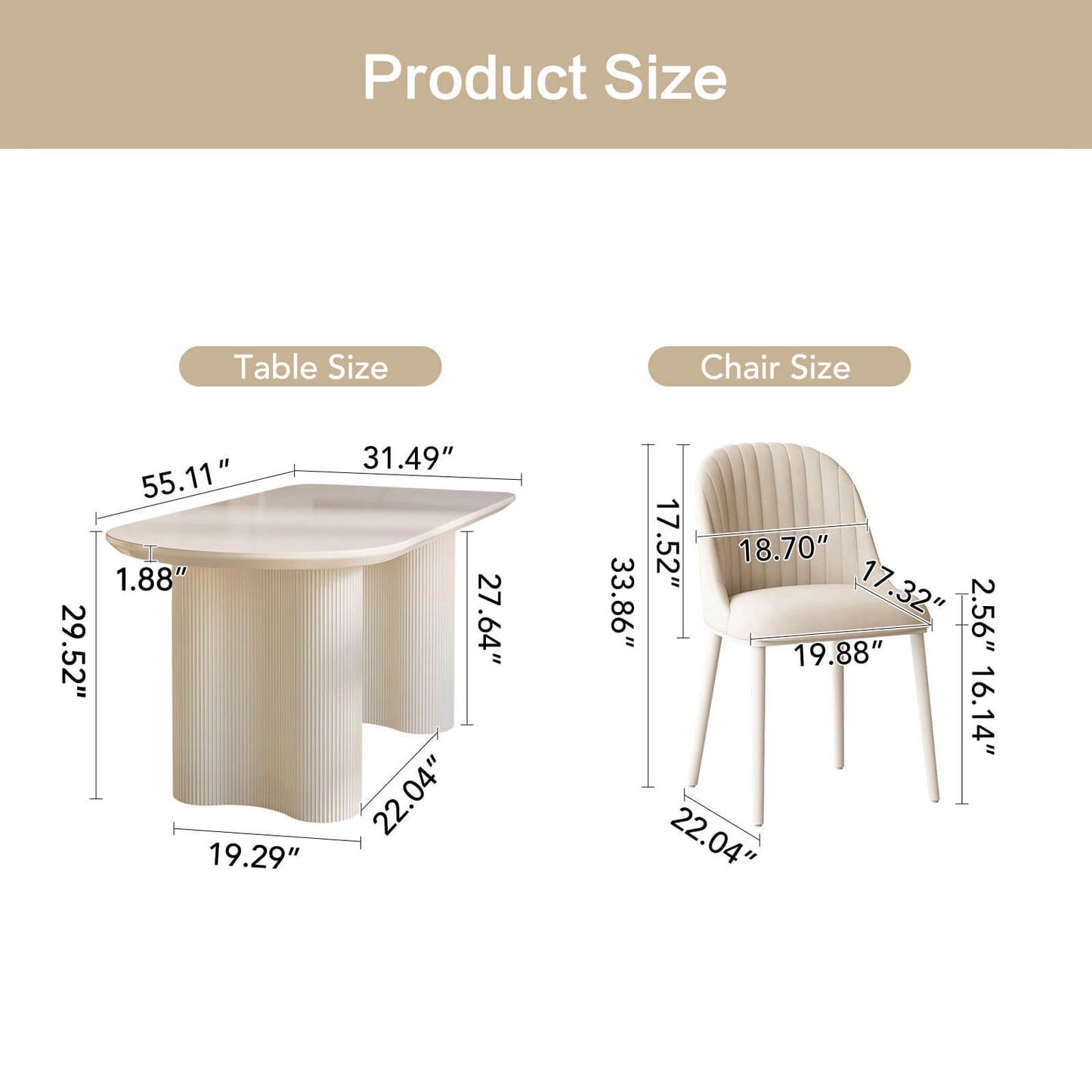 Guyii 55.11" Dining Table Set with 4 Chairs, Modern Kitchen Table Set | Q5209-UK