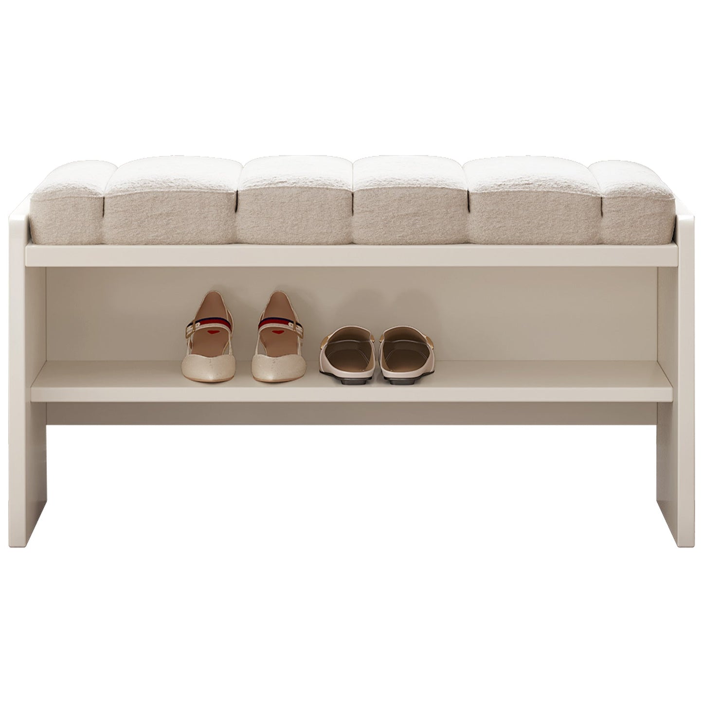 Guyii Cream White Shoe Bench with Storage – Modern Entryway Stool with Padded Seat for Bedroom, Hallway, Living Room