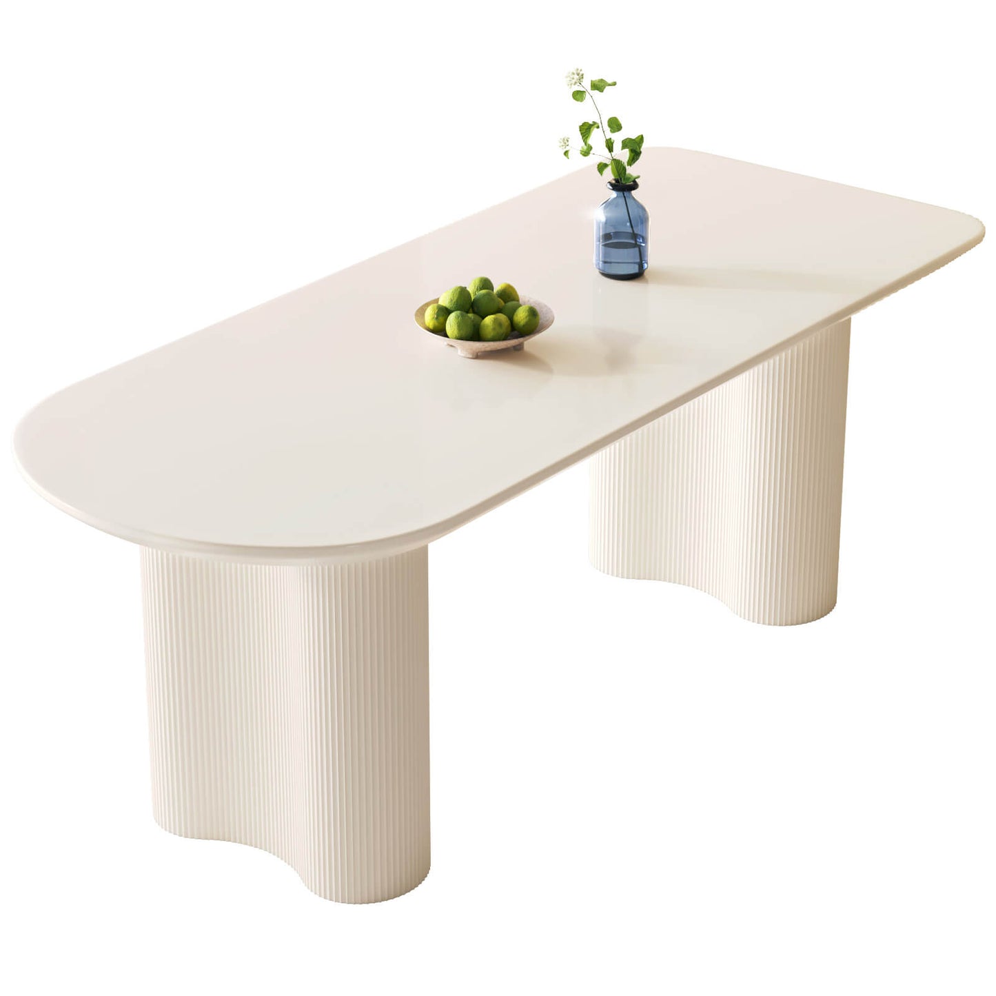 Guyii 70.86" White Oval Dining Table, Modern Kitchen Table for 6 People