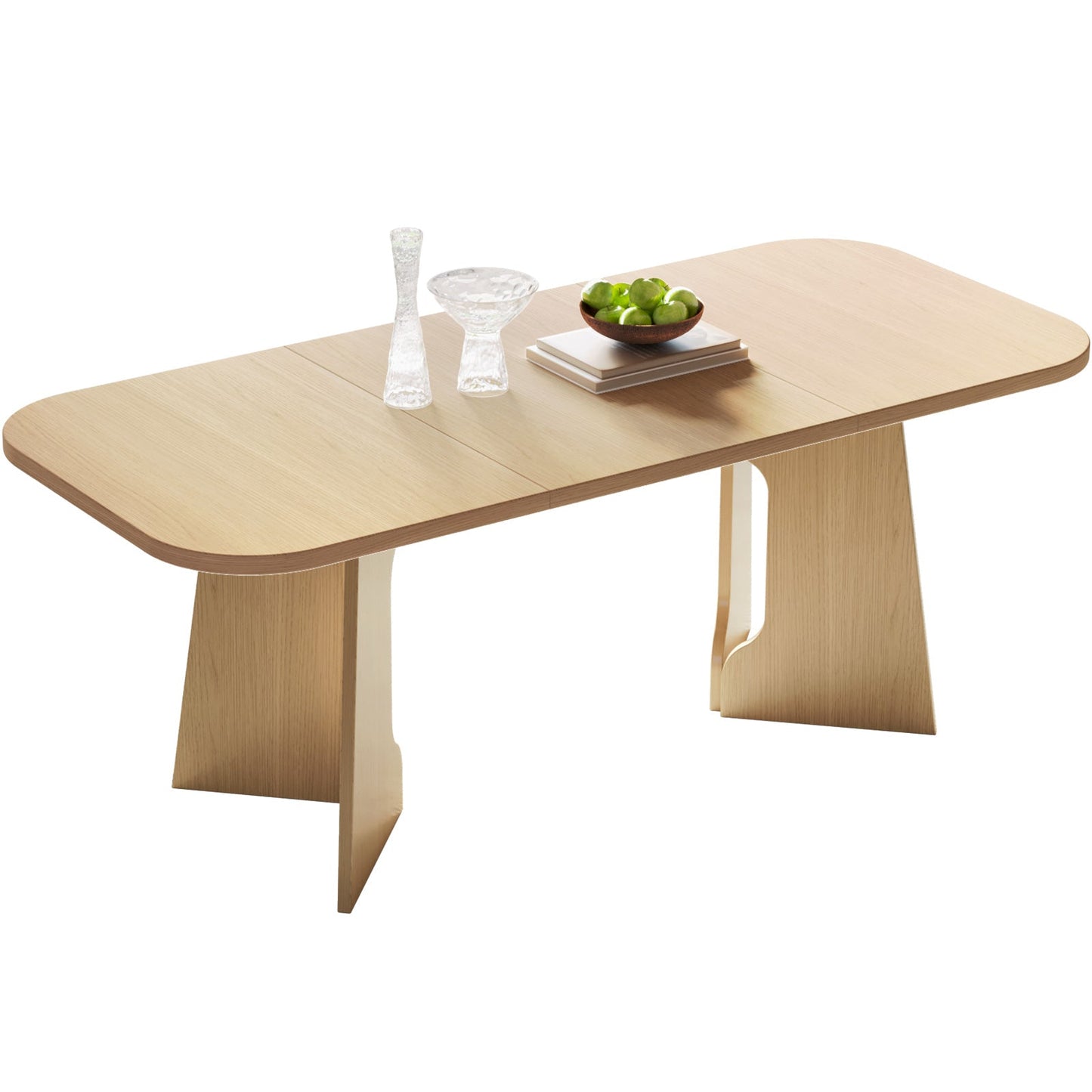 Guyii 70.8" Rectangular Dining Table, Modern Farmhouse Wooden Kitchen & Dining Room Table for 4-6 People