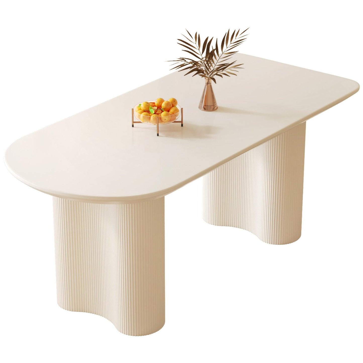 Guyii 55"-70" White Dining Table, Modern Kitchen Table for Dining Room