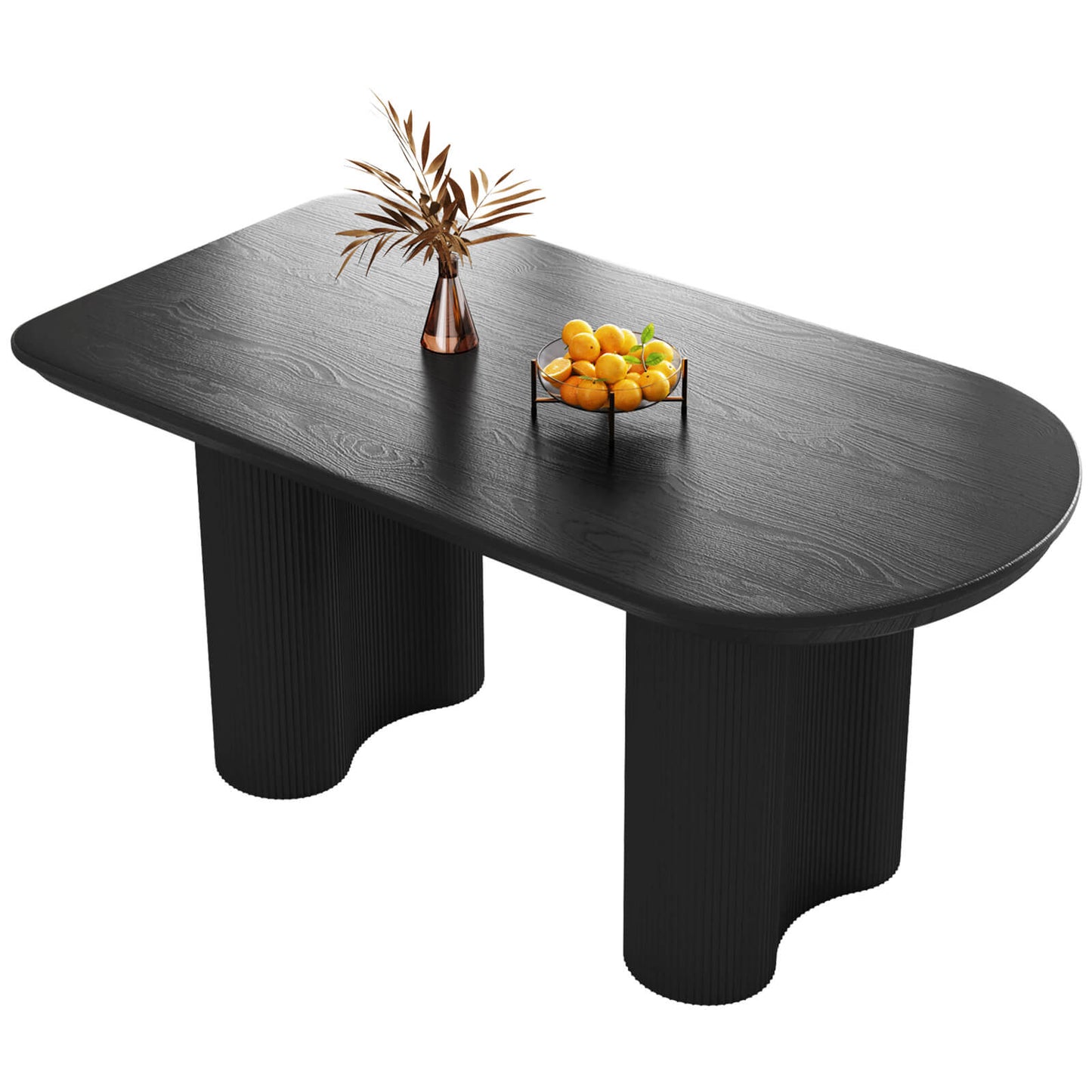 Guyii 55.11" Black Rectangular Dining Table Set with 6 Chairs, Modern Kitchen Table Set