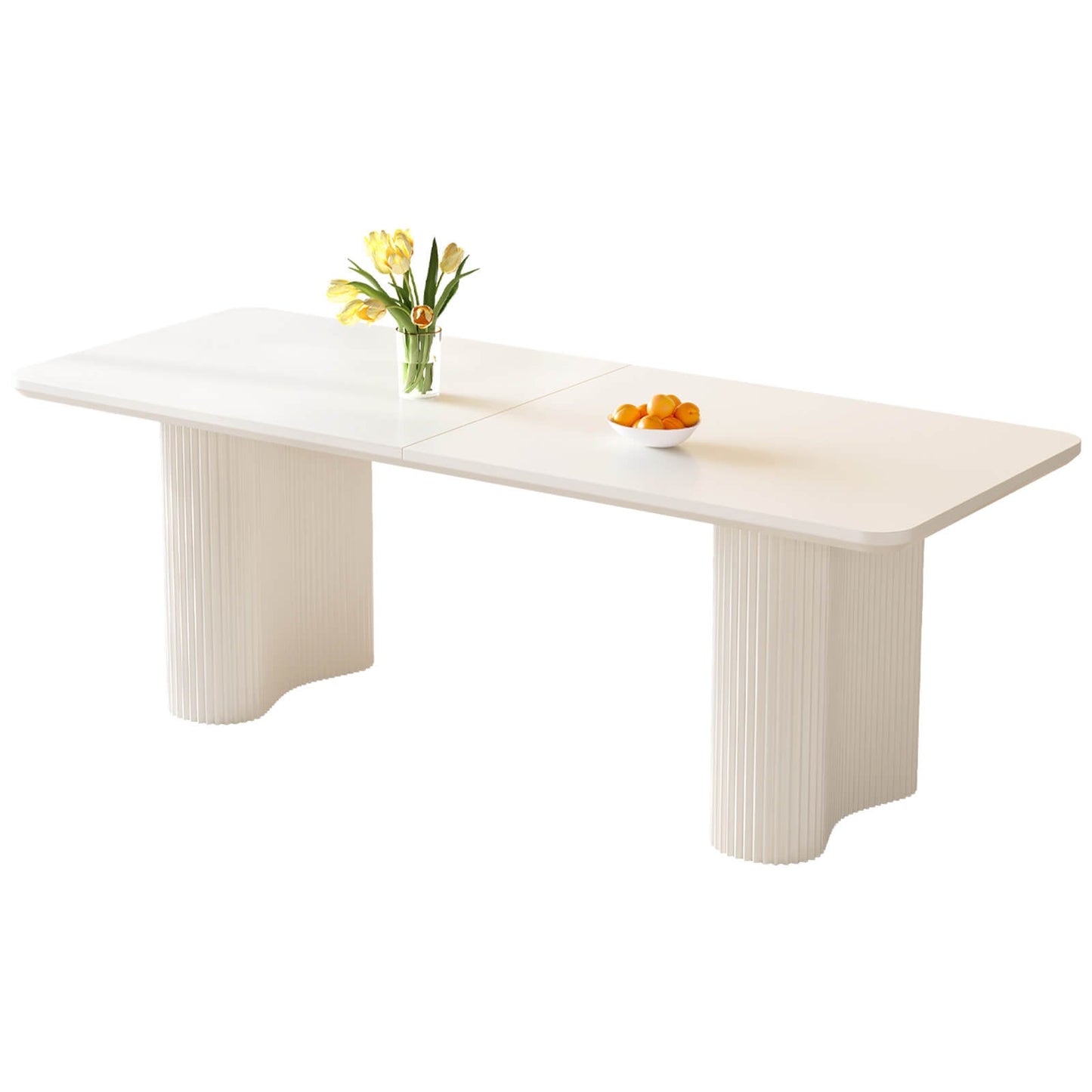 Guyii White Dining Table Set, Modern Rectangular Kitchen Table with 4-8 Chairs