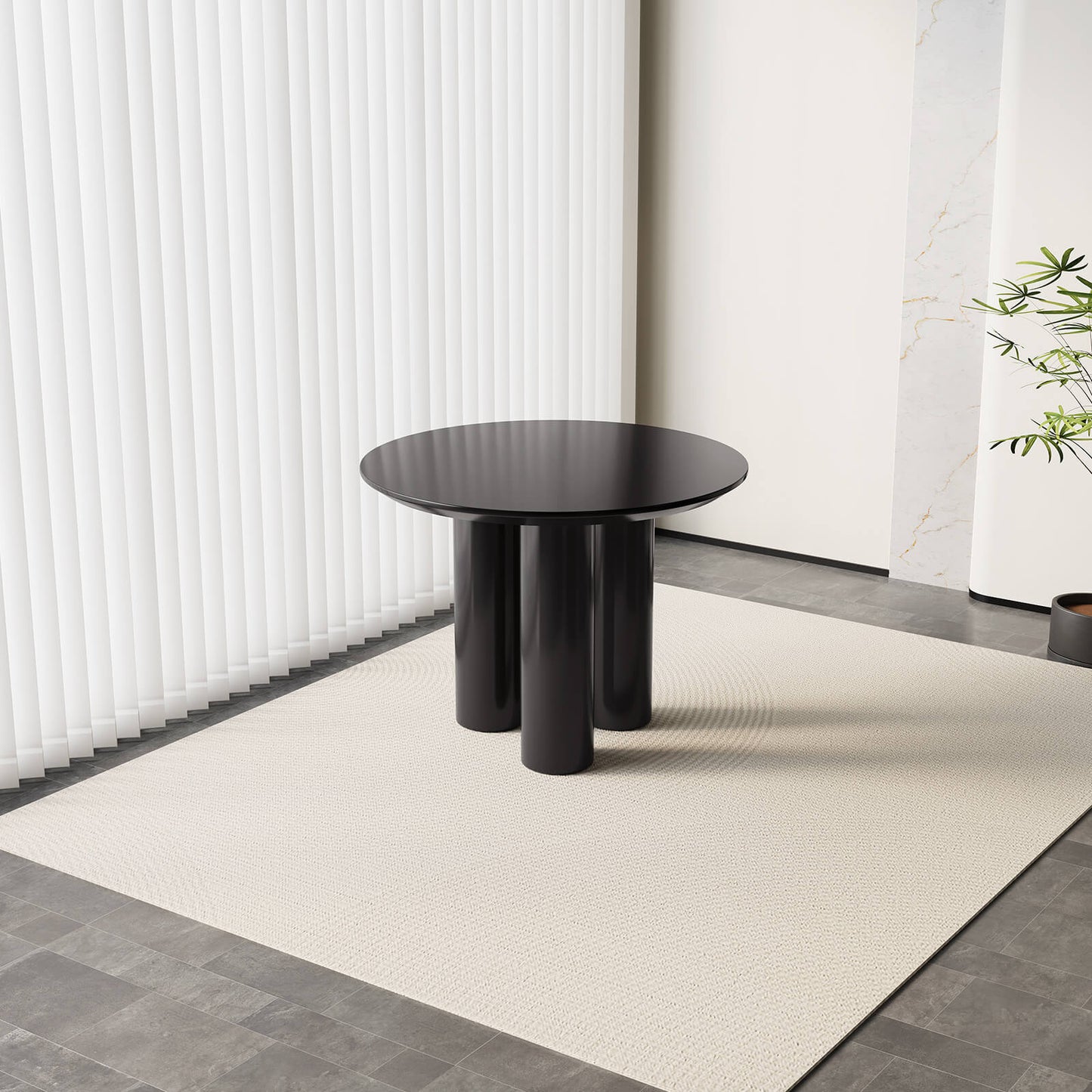 Guyii 39.37" Black Dining Table, Modern Round Kitchen Table