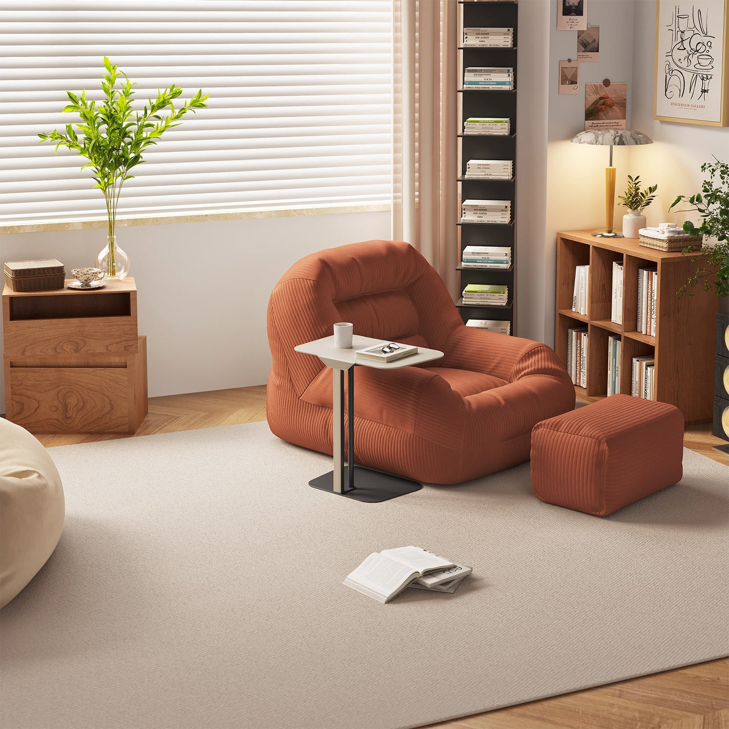 Guyii Modern Minimalist Rectangular Side Table, Space-Saving End Table