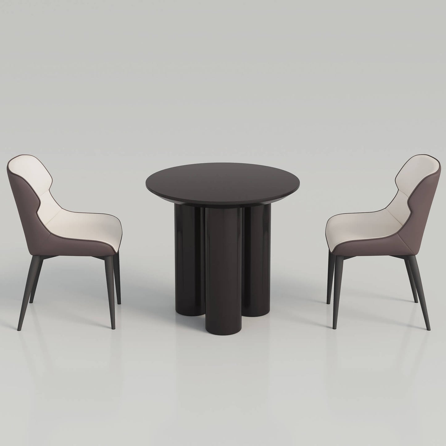 Guyii 30" Black Dining Table Set with 2 Chairs, Modern Round Kitchen Table | L5294-DE