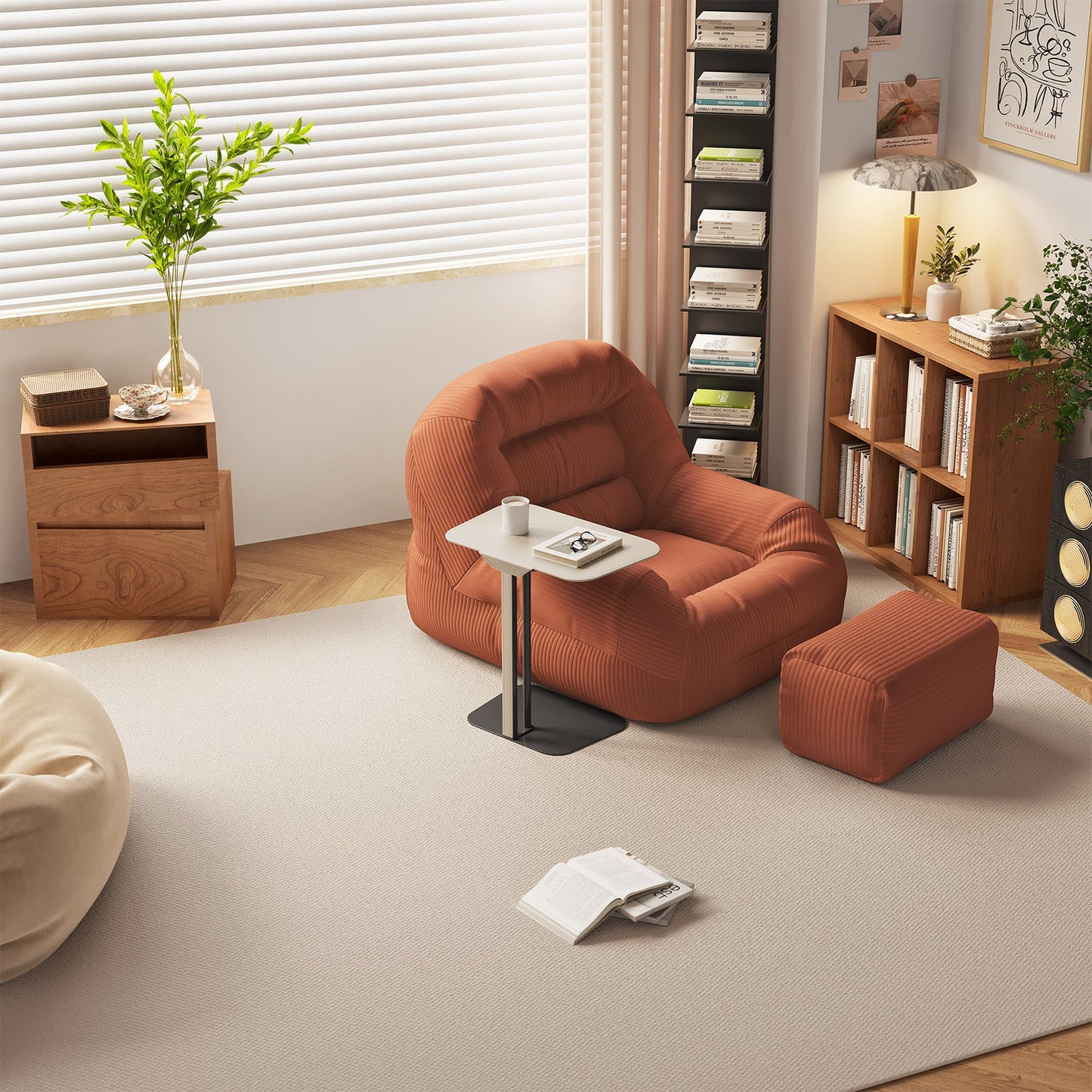 Guyii Modern Minimalist Rectangular Side Table, Space-Saving End Table