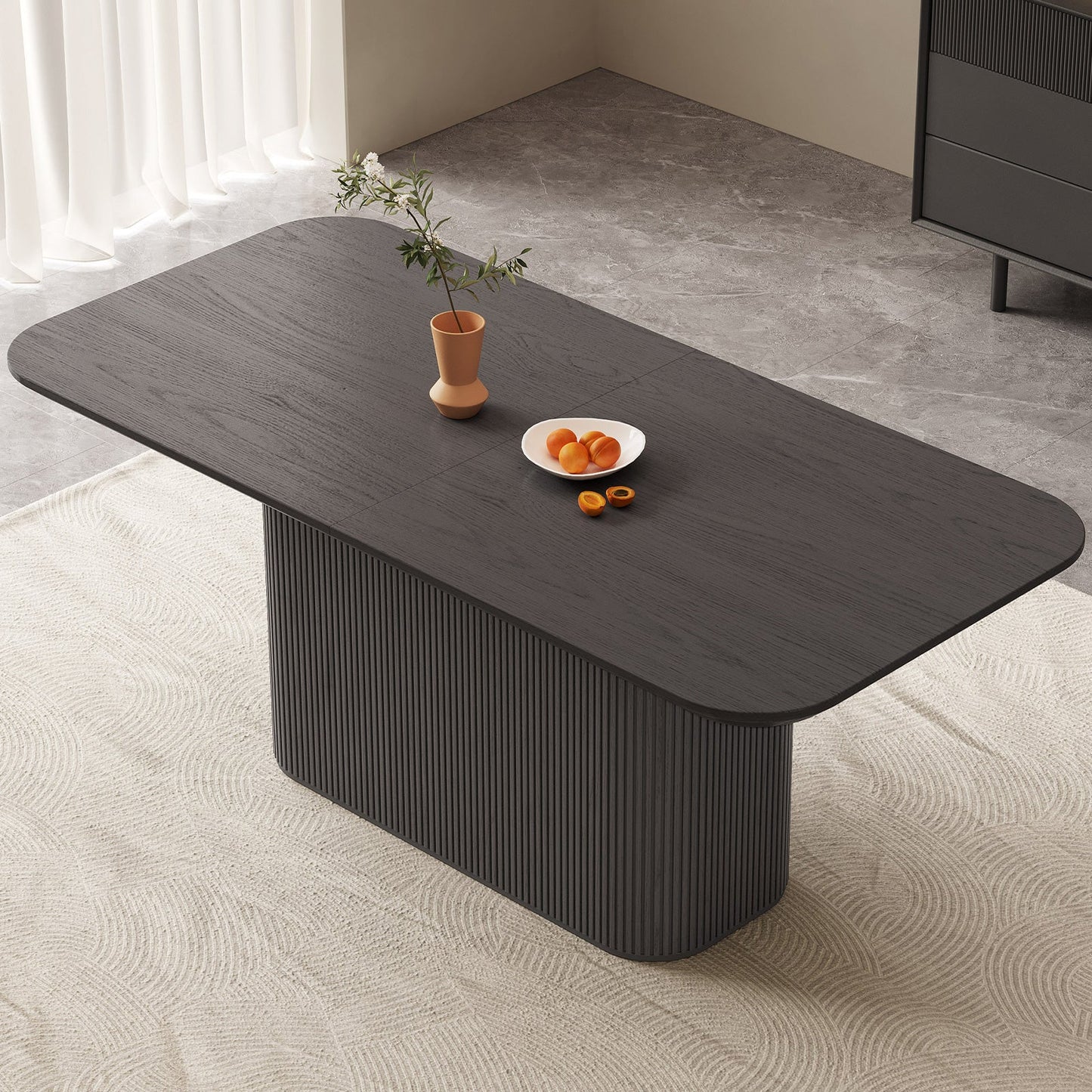 Guyii 63.55" Rectangular Dining Table, Modern Kitchen Table for Kitchen, Living Room (Black, Table Only)