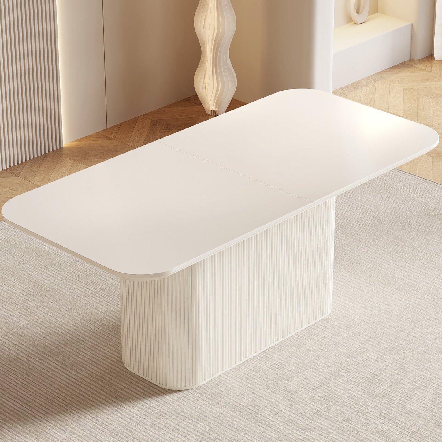 Guyii 63.5" Rectangular Dining Table – Cream White Modern Table for 4–6 People, Table Only