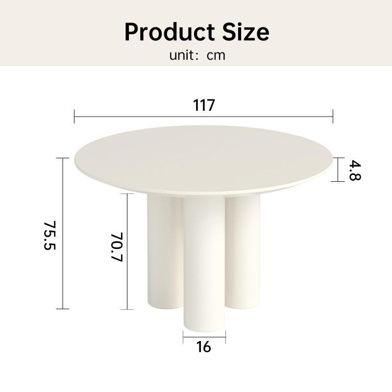 Guyii 30"-46" Cream White Round Dining Table, Modern White Kitchen Table for 4-6 People