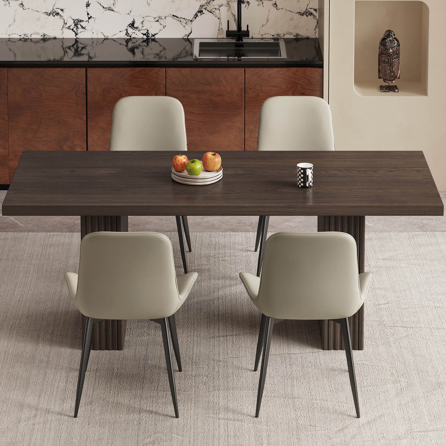 Guyii Modern Farmhouse Kitchen Table with 4 Chairs - Rustic & Stylish