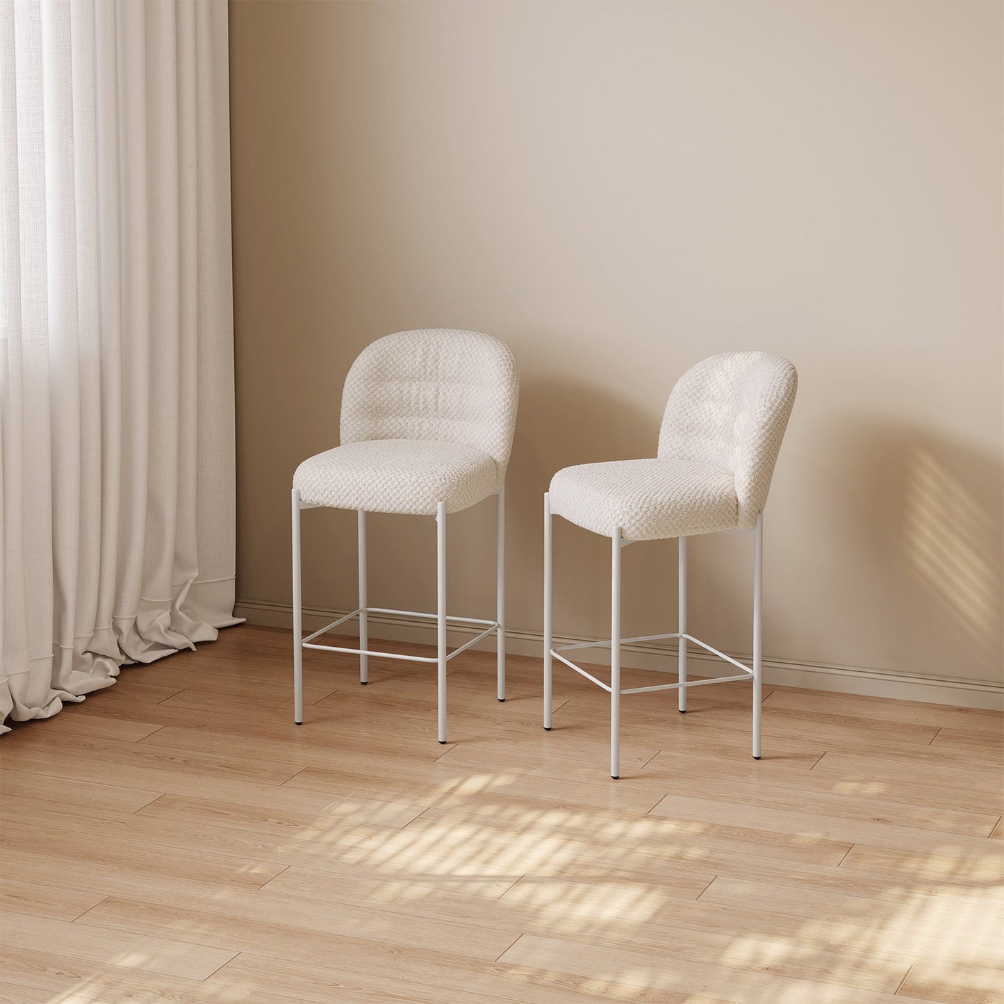 Guyii 2-Set Counter Height Bar Stools Set of 2, Upholstered Barstools with Backs and Metal Legs