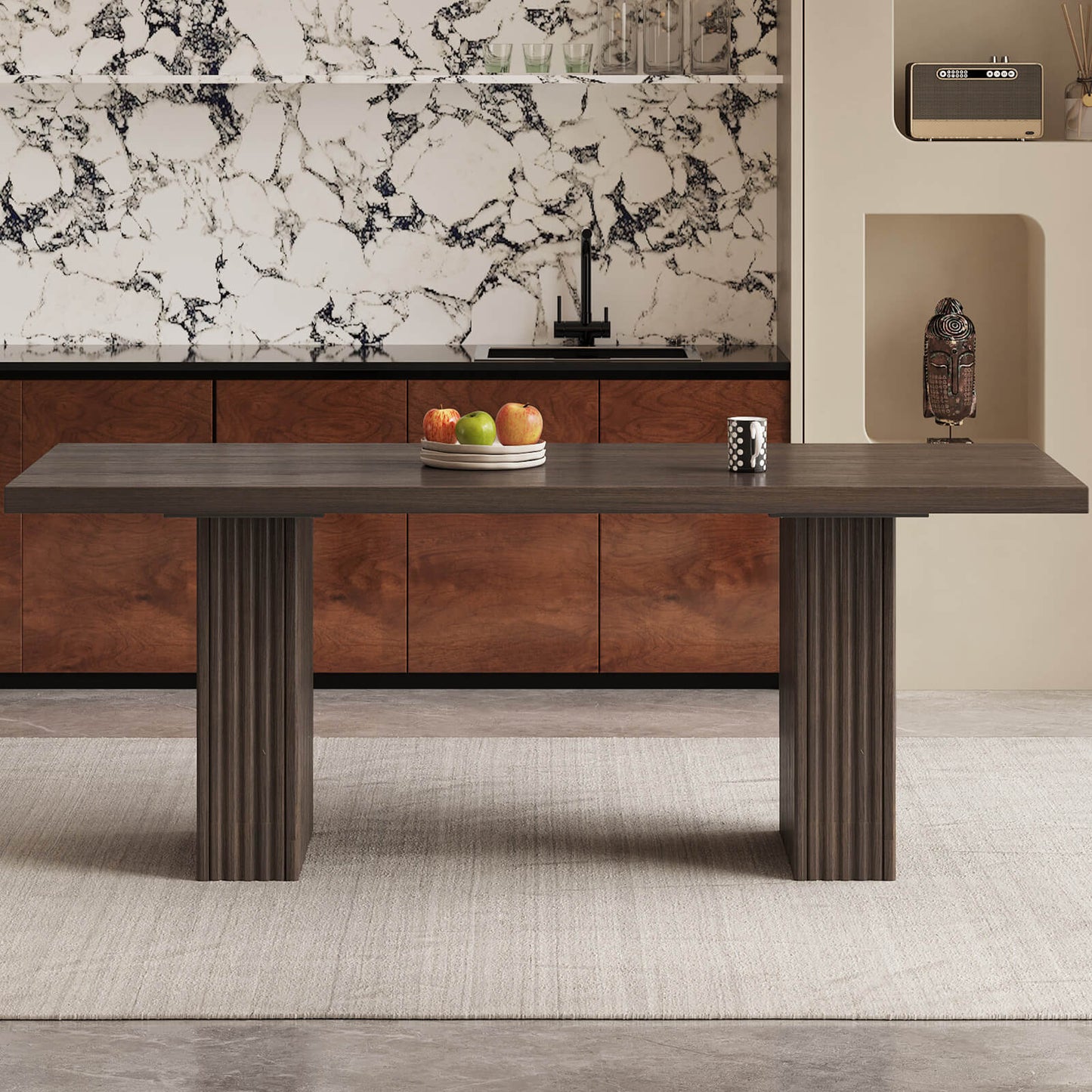 Guyii Modern Farmhouse Kitchen Table - 66.93" Rectangular Dining Table