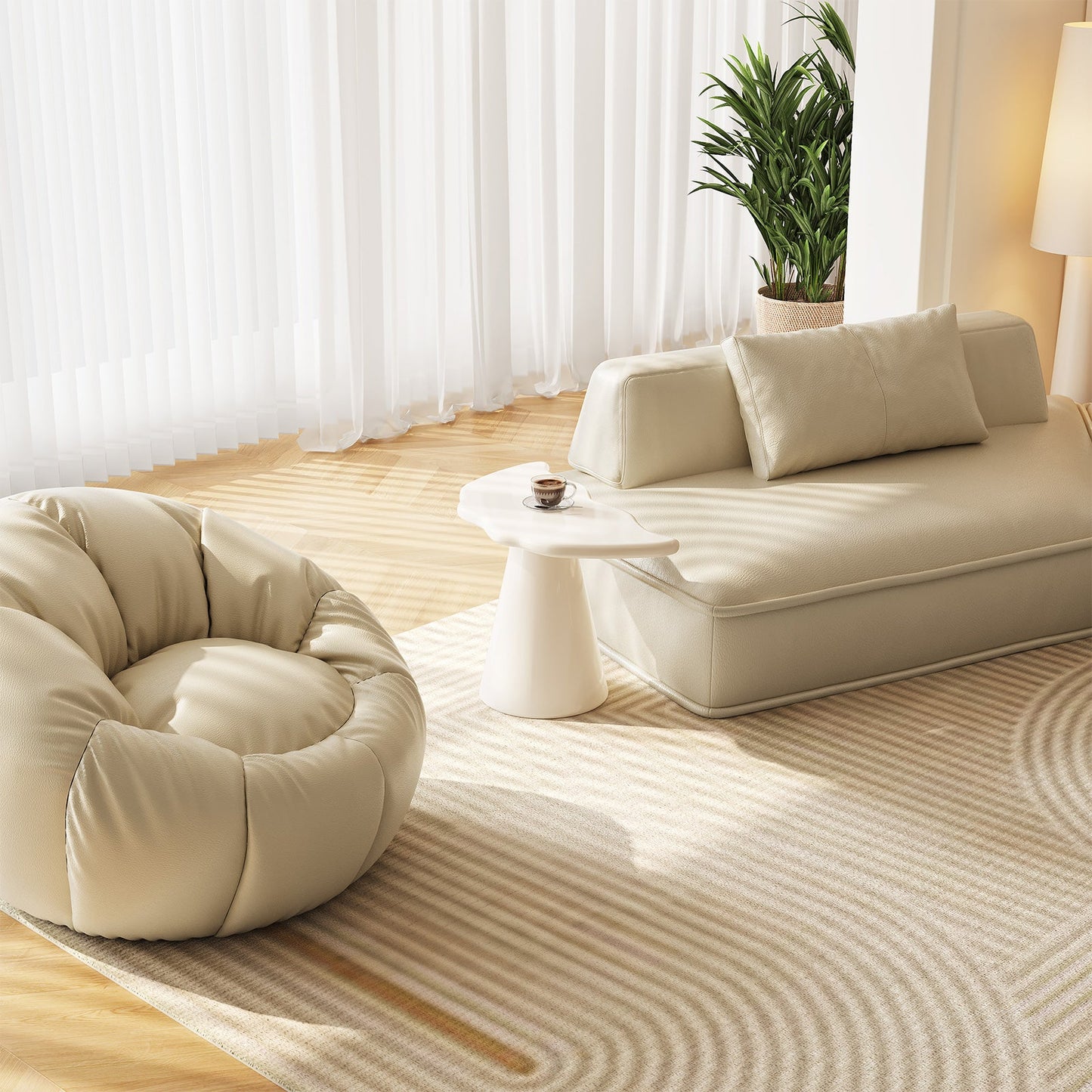 Guyii Irregular Side Table, Cream White End Table, Small Sofa Table-Q1623DE