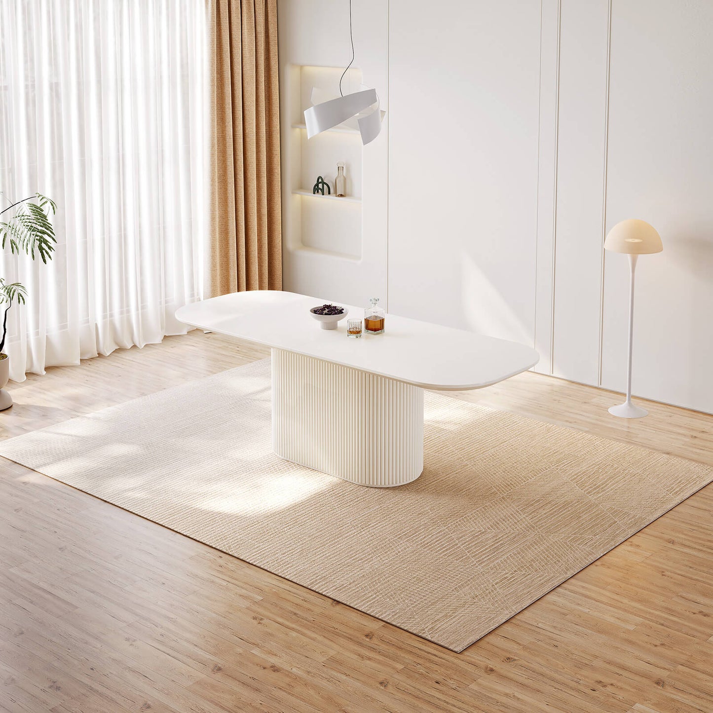 Guyii 86.61" Oval Dining Table, Modern Kitchen Table for 8 People, Table Only