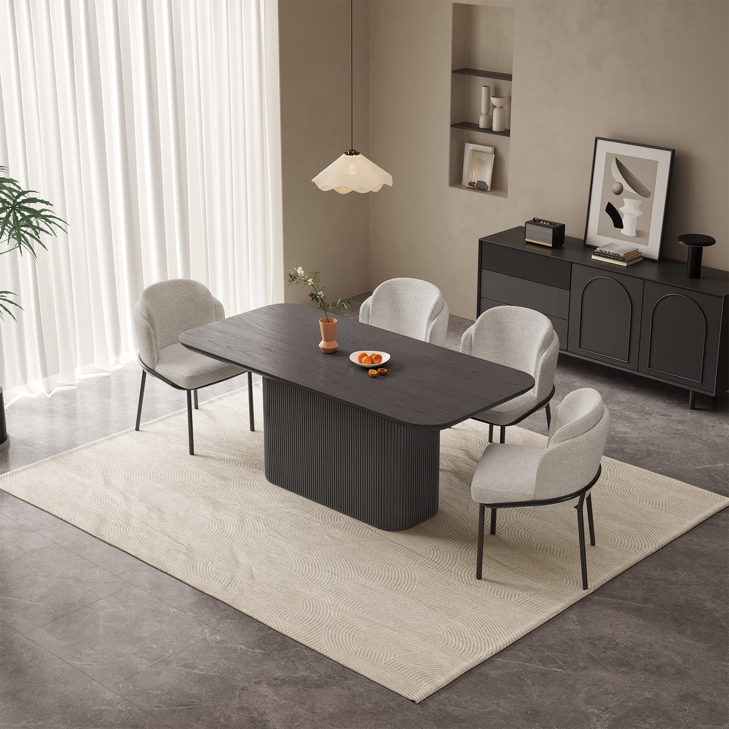 Guyii 63.55" Rectangular Dining Table, Modern Kitchen Table for Kitchen, Living Room (Black, Table Only)