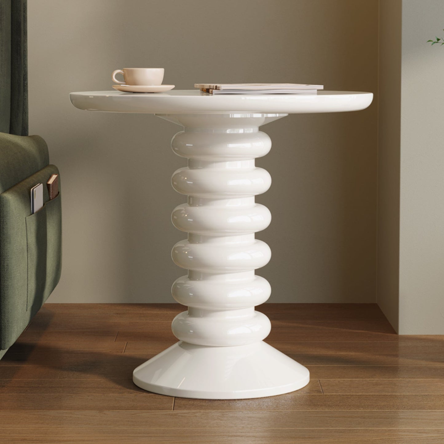 Guyii Side Table, 22.83" Round End Table with for Living Room, Bedroom