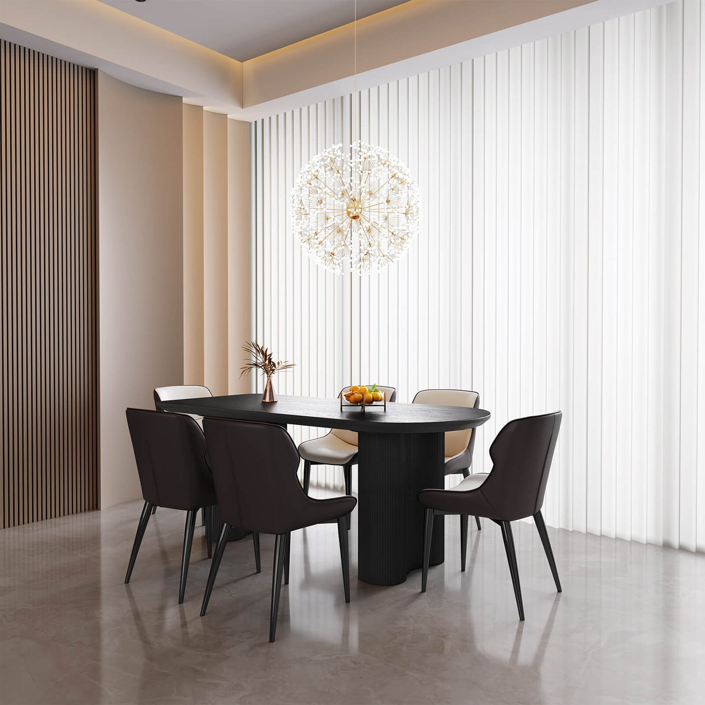 Guyii 62.99" Black Rectangular Dining Table Set with 6 Chairs, Modern Kitchen Table Set