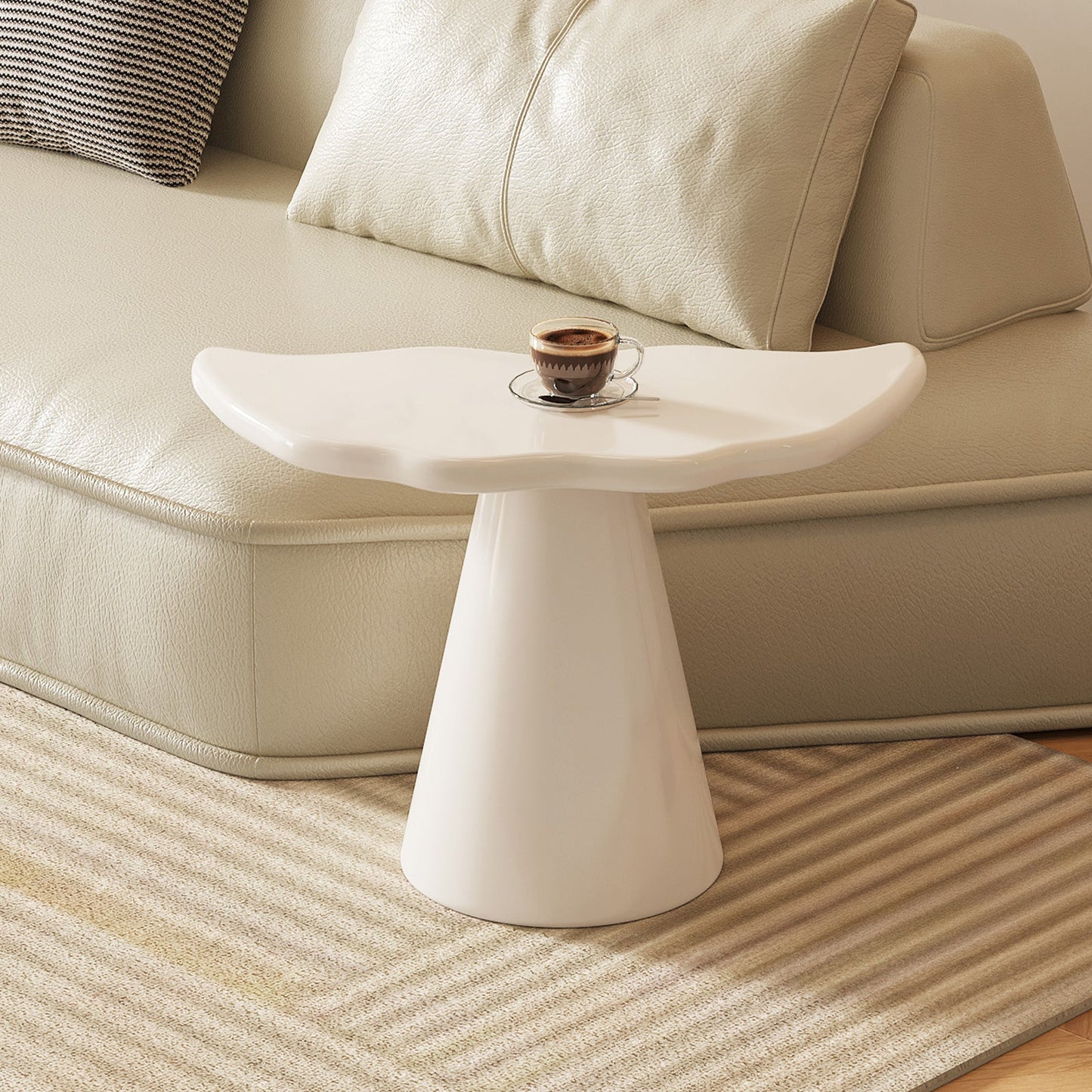 Guyii Irregular Side Table, Cream White End Table, Small Sofa Table-Q1623DE