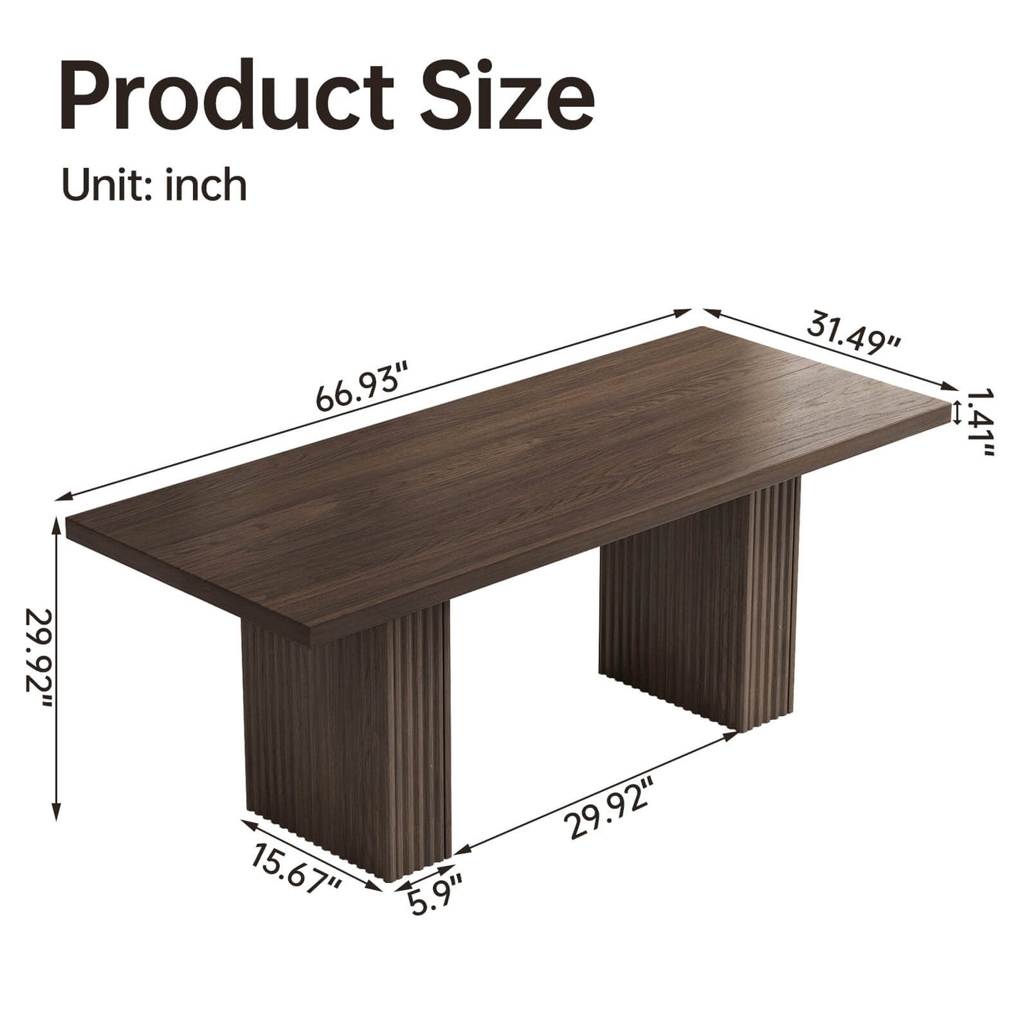Guyii Modern Farmhouse Kitchen Table - 66.93" Rectangular Dining Table