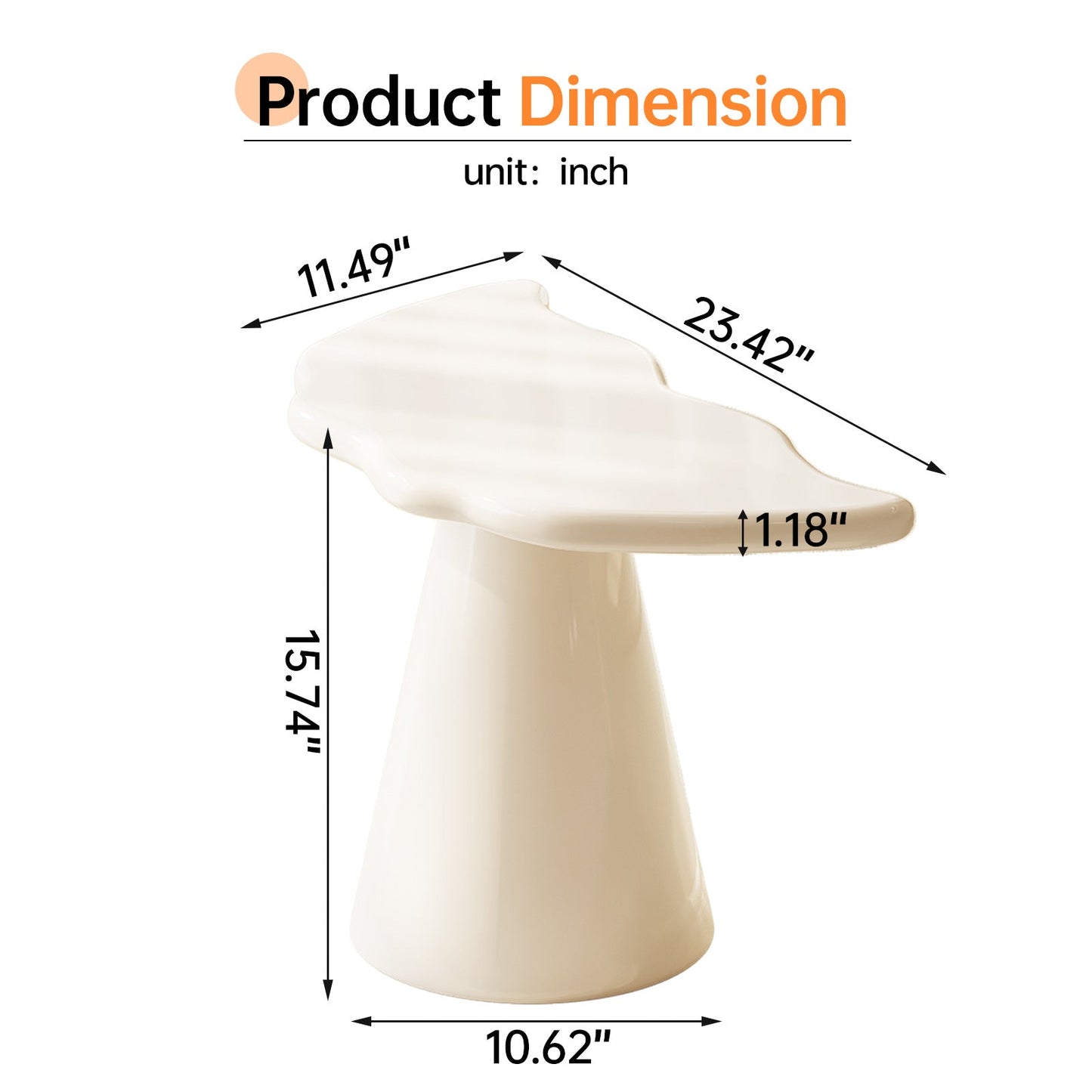 Guyii Irregular Side Table, Cream White End Table, Small Sofa Table-Q1623DE