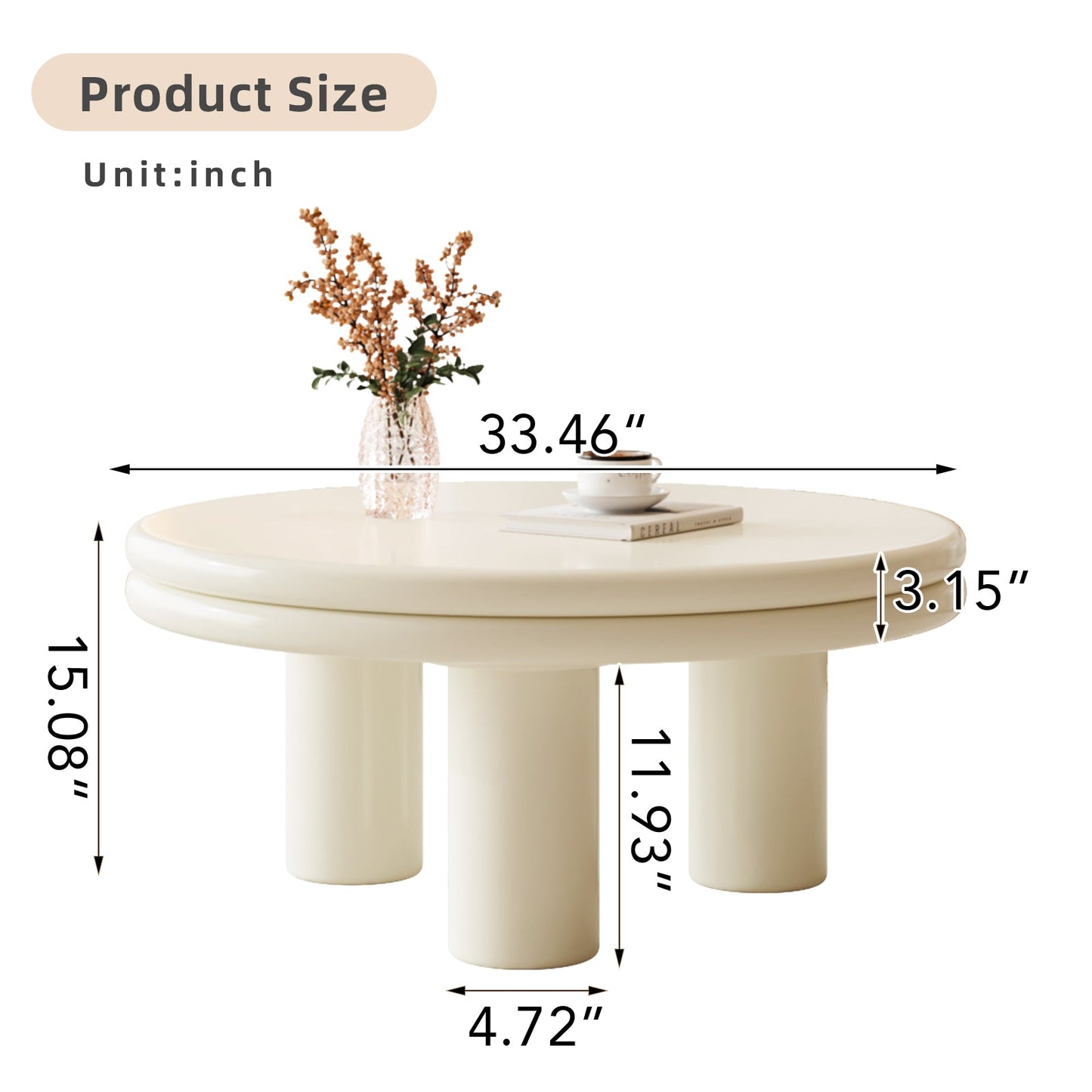 Guyii Modern Nesting Coffee Table, Round Coffee Table Set L1642-UK