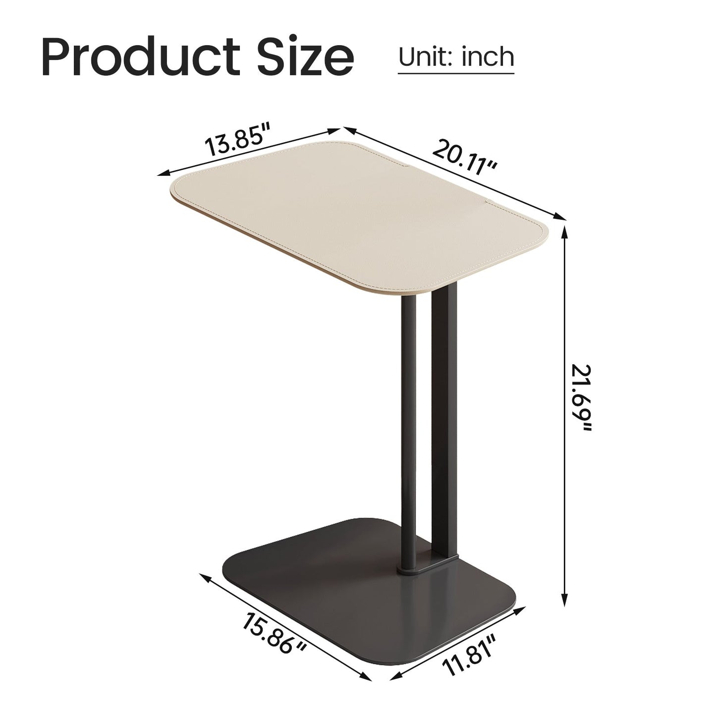Guyii Modern Minimalist Rectangular Side Table, Space-Saving End Table