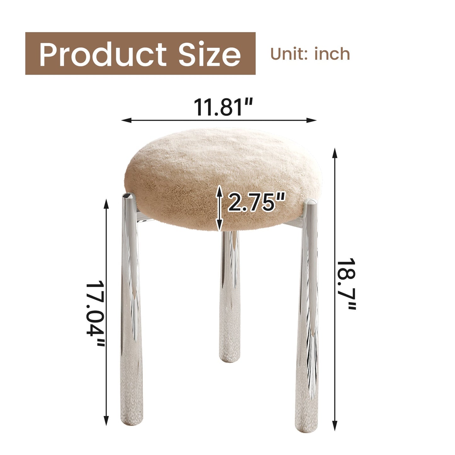 Guyii 4-Pack Light Brown Velvet Dining Chairs Set, Modern Vanity Stool