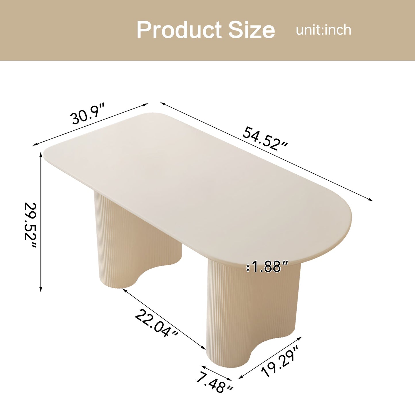 Guyii 55"-70" White Dining Table, Modern Kitchen Table for Dining Room